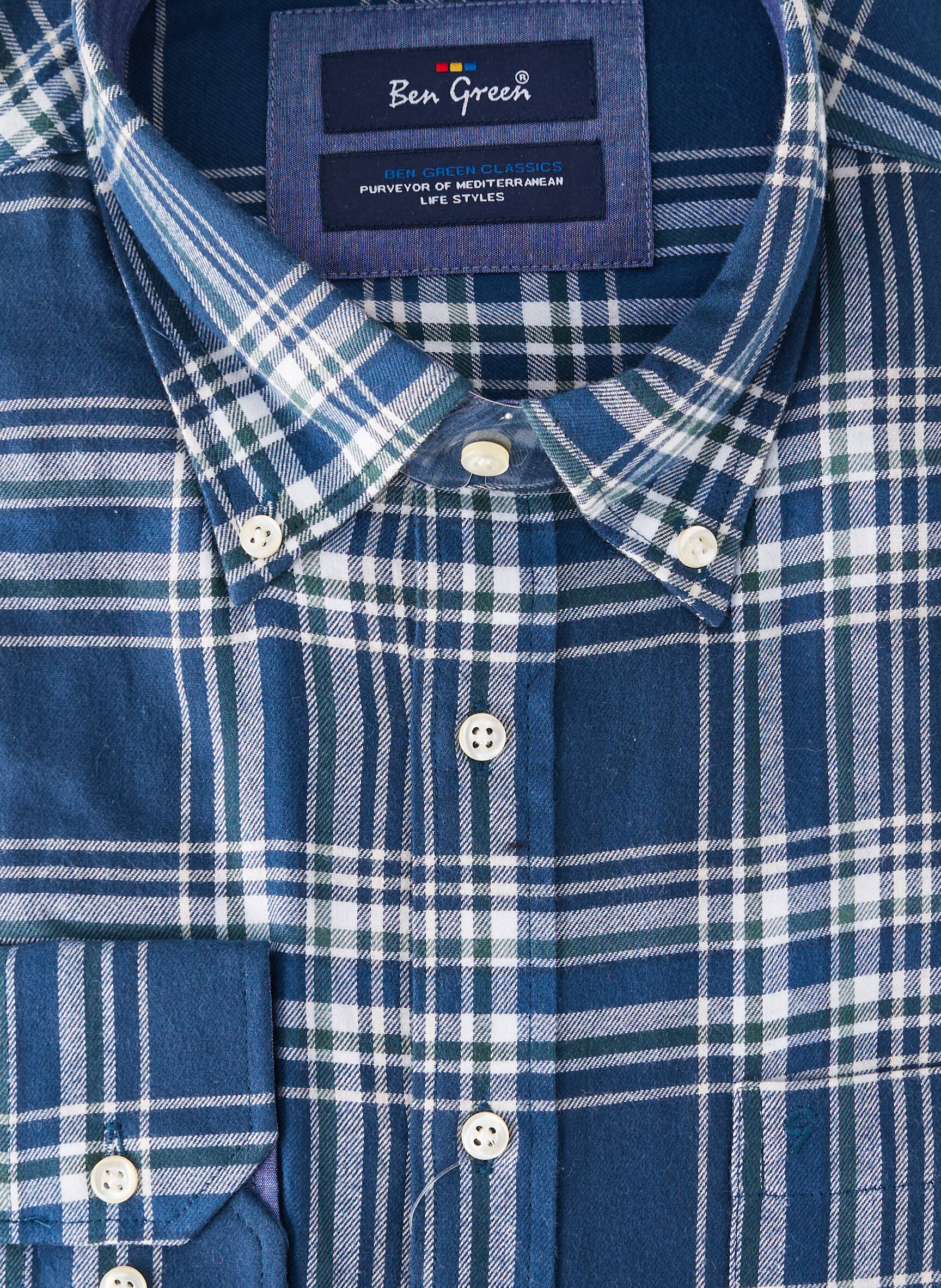 Chemise manches longues coupe droite bleu BEN GREEN homme