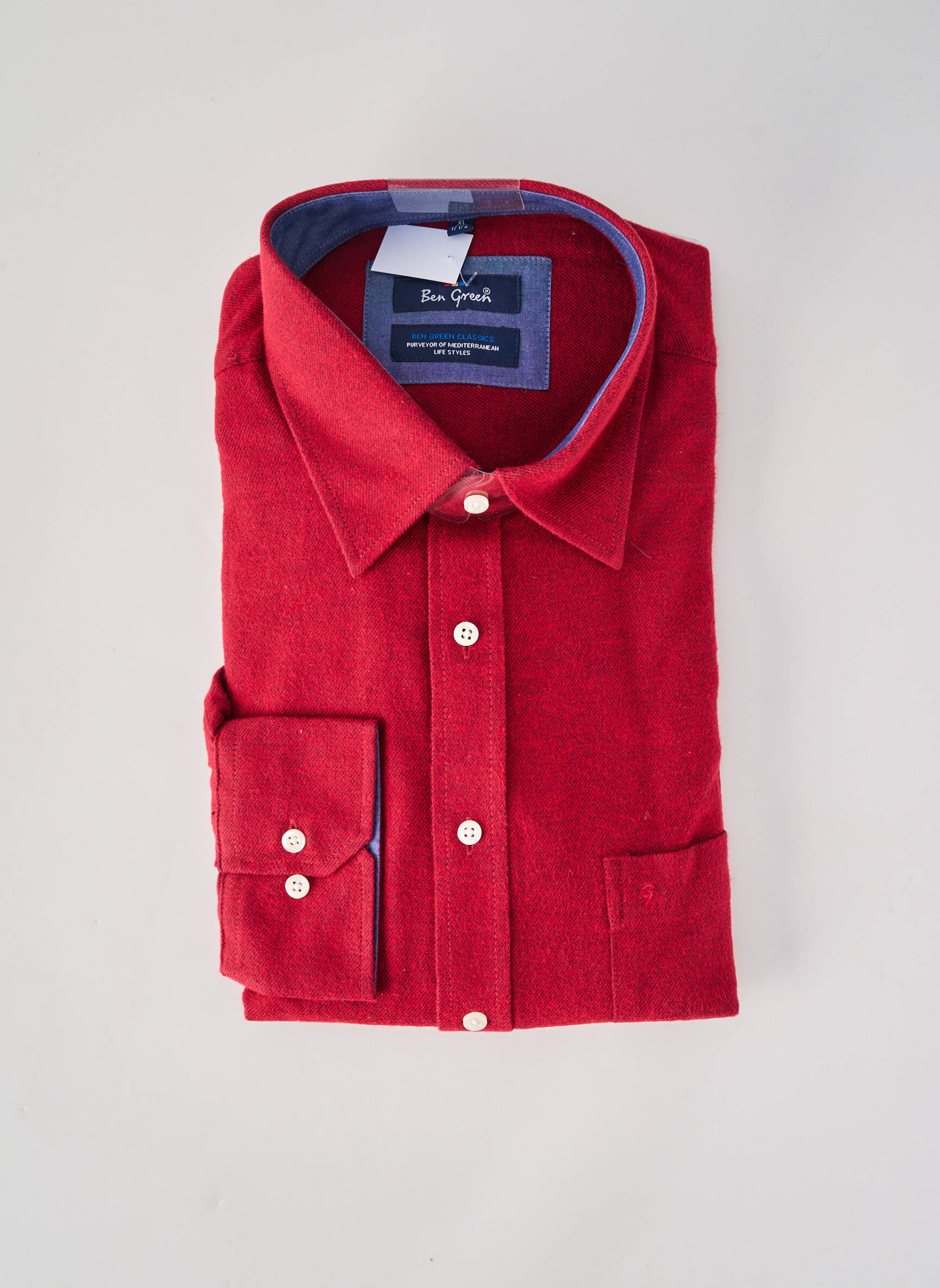 Chemise manches longues poches rouge BEN GREEN homme