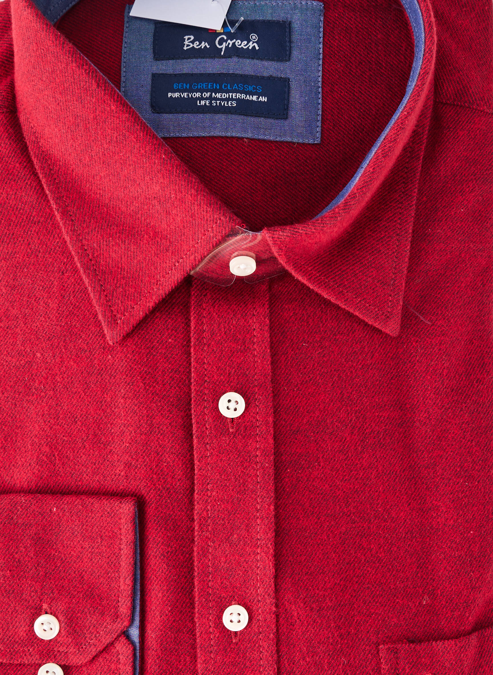 Chemise manches longues poches rouge BEN GREEN homme