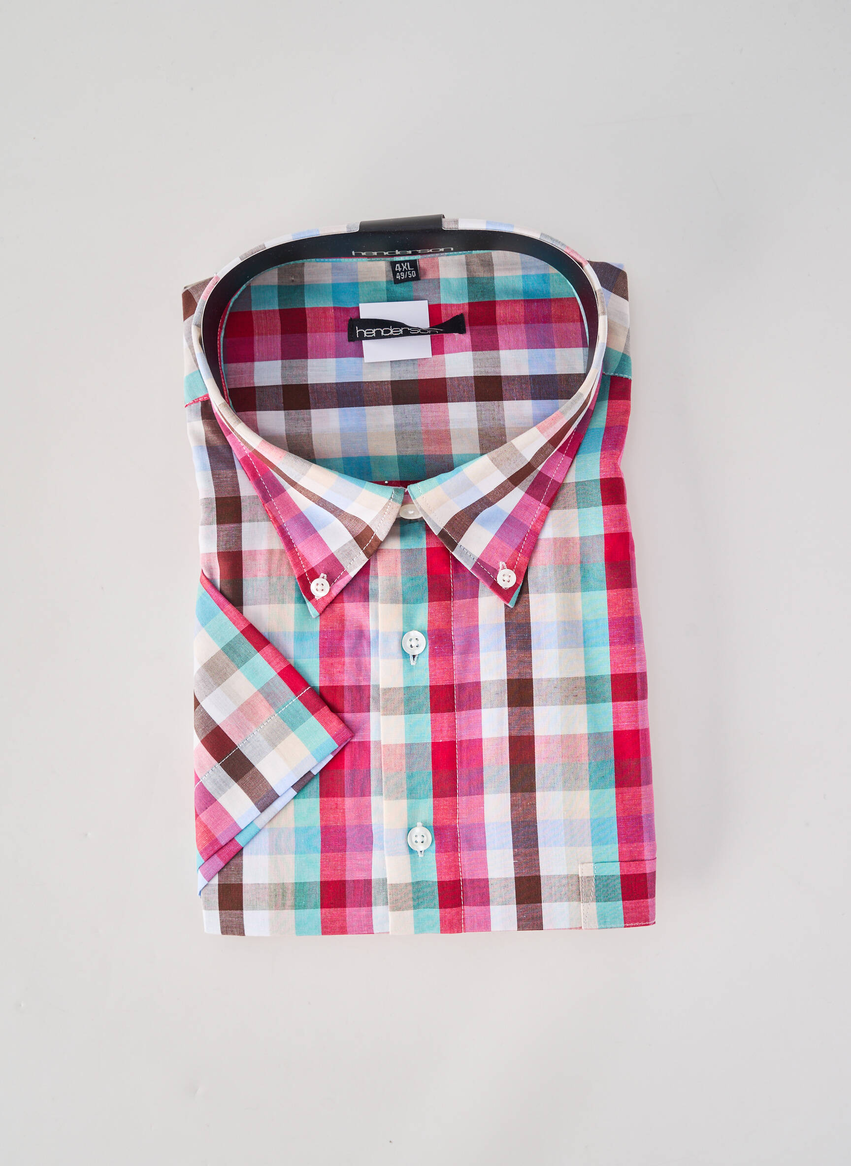 Chemise manches courtes imprimé carreaux rouge HENDERSON homme