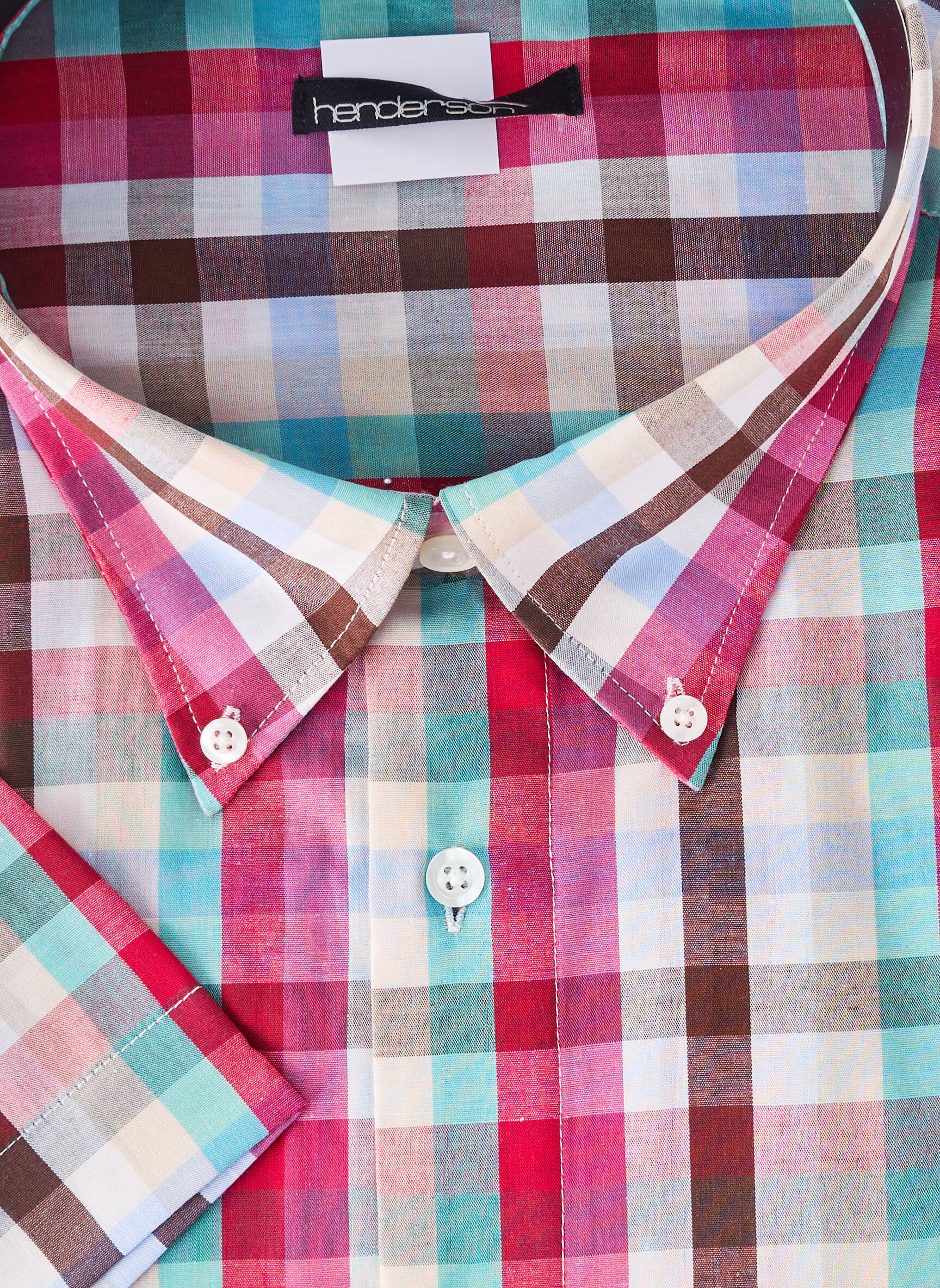 Chemise manches courtes imprimé carreaux rouge HENDERSON homme