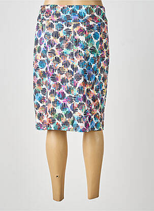 Jupe mi-longue stretch bleu GUY DUBOUIS femme