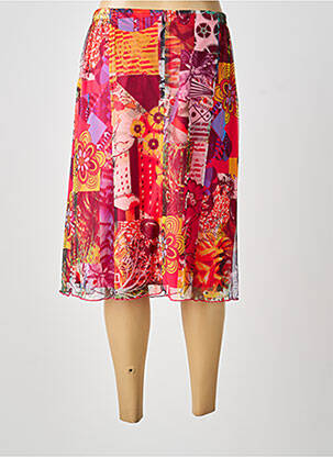 Jupe mi-longue stretch rose GUY DUBOUIS femme