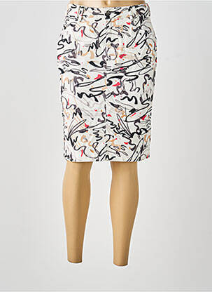 Jupe mi-longue stretch blanc GUY DUBOUIS femme