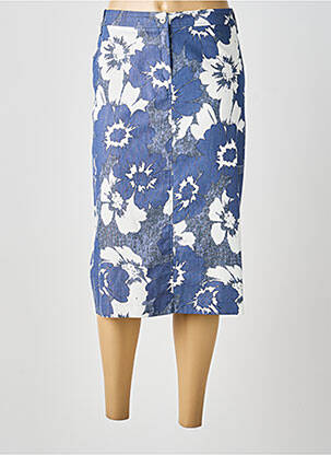 Jupe mi-longue taille normale bleu GUY DUBOUIS femme