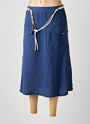 Jupe mi-longue taille normale bleu GUY DUBOUIS femme