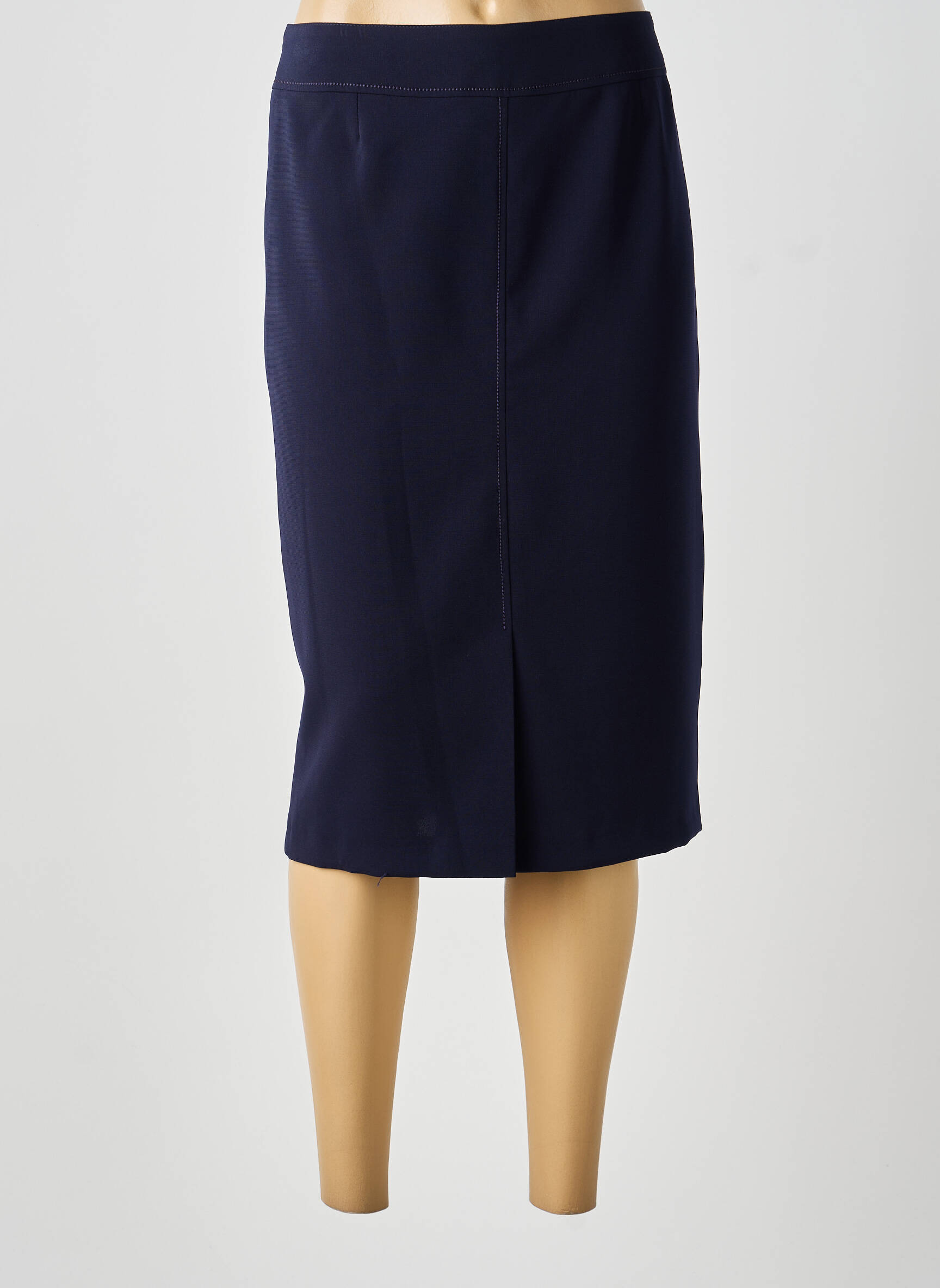 Jupe mi-longue taille à pinces bleu GUY DUBOUIS femme