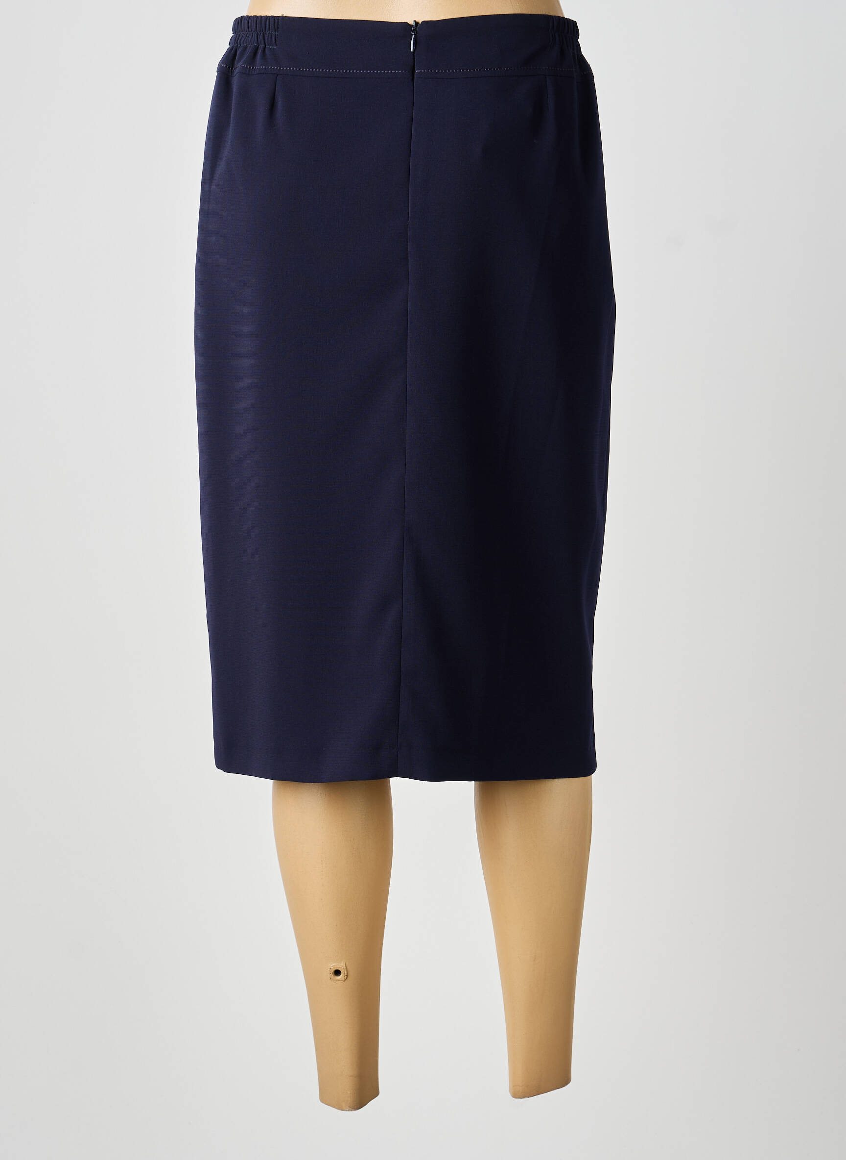 Jupe mi-longue taille à pinces bleu GUY DUBOUIS femme