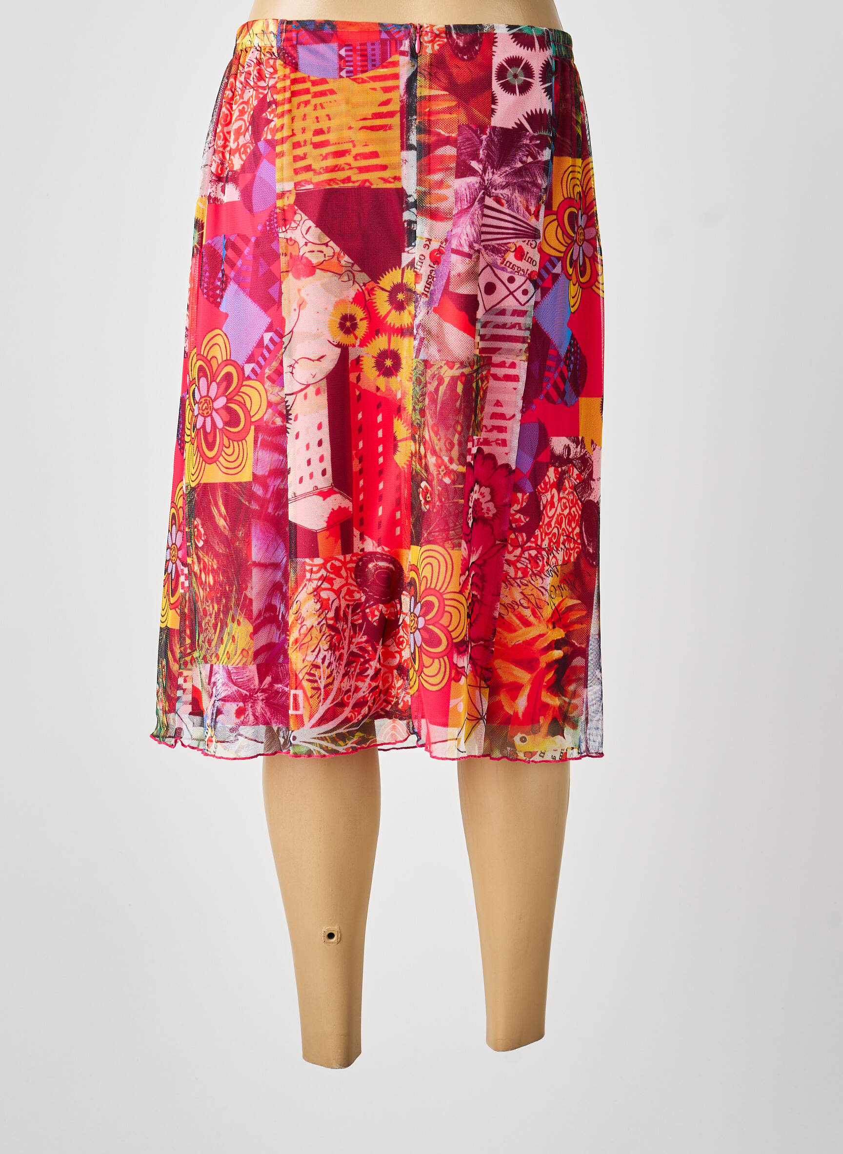 Jupe mi-longue stretch rose GUY DUBOUIS femme