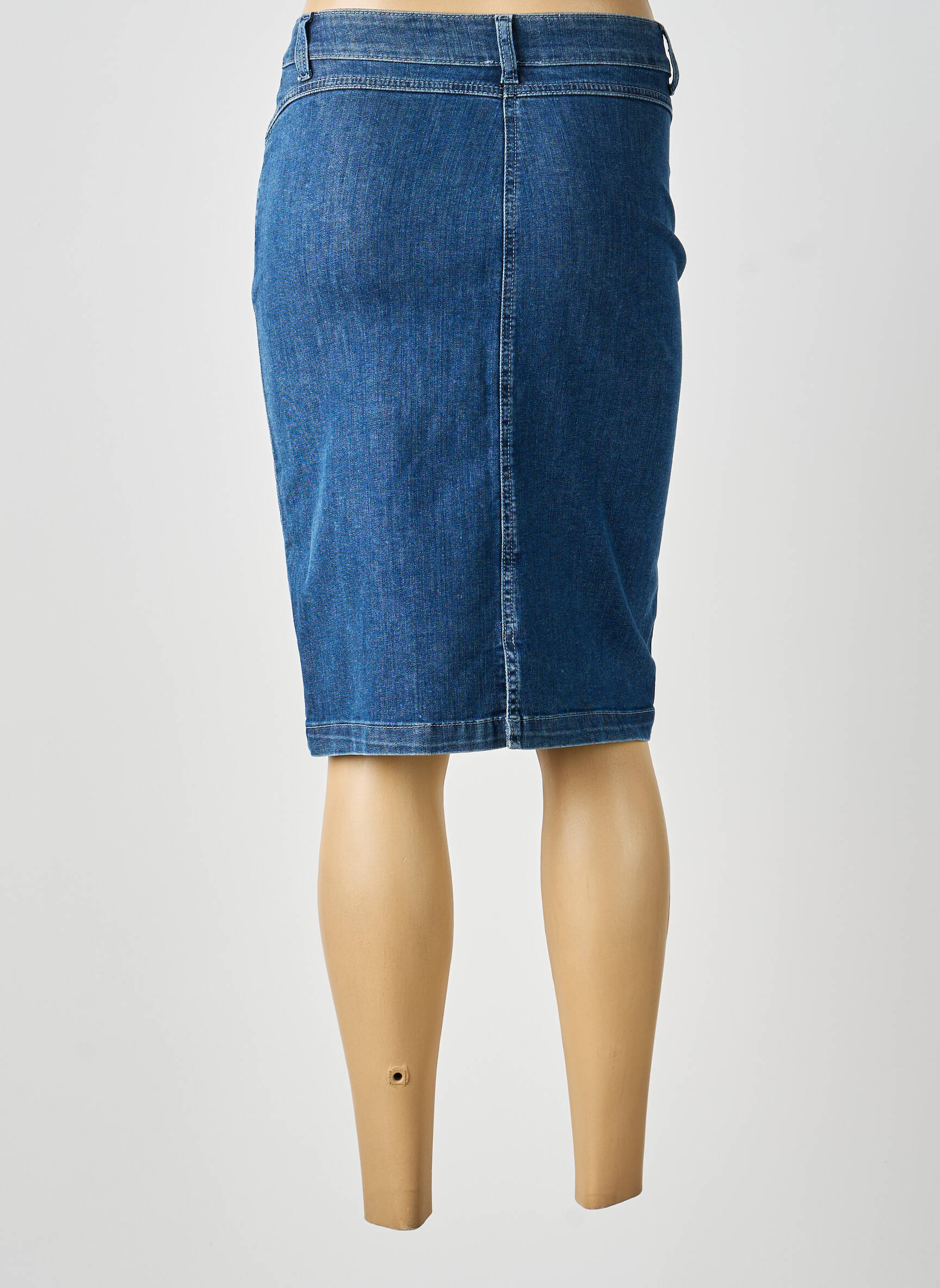 Jupe mi-longue stretch bleu GUY DUBOUIS femme