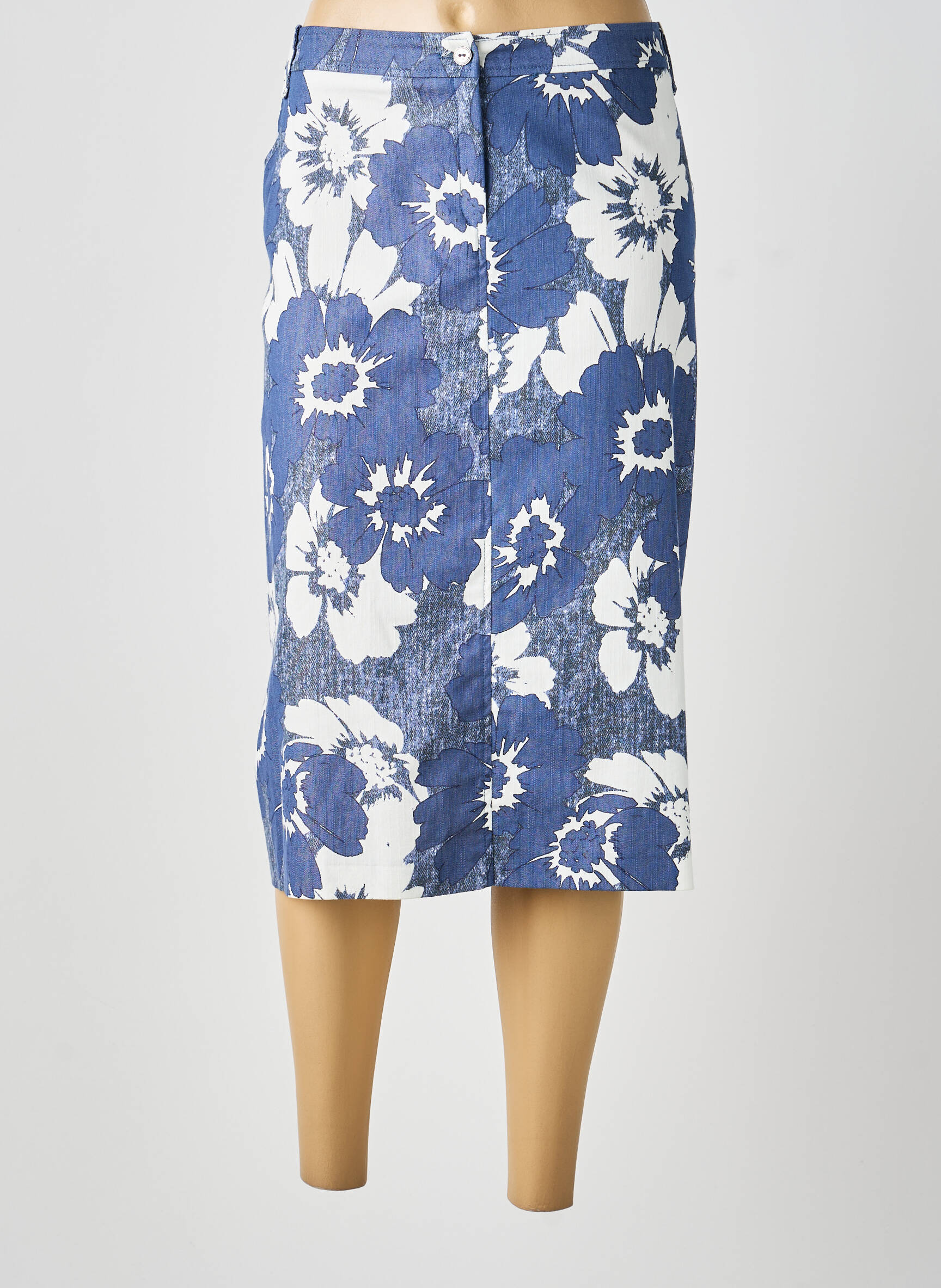 Jupe mi-longue taille normale bleu GUY DUBOUIS femme