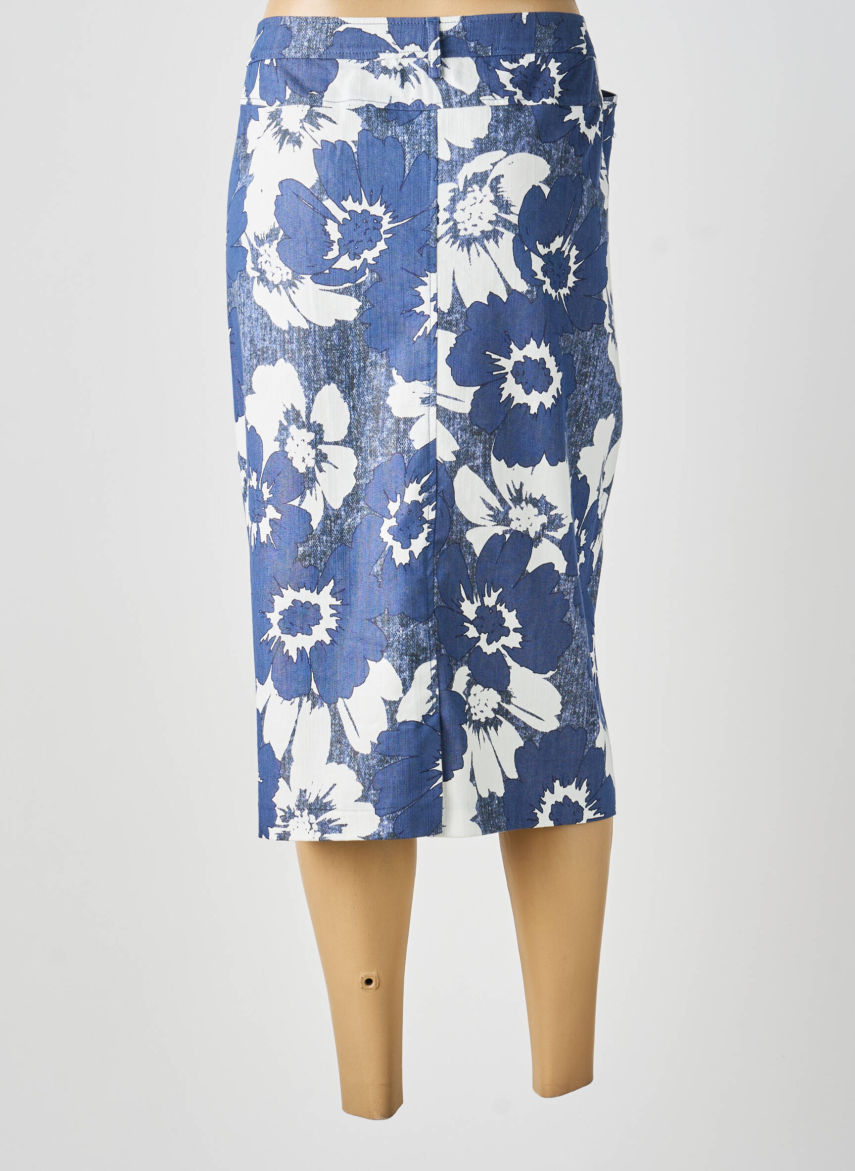 Jupe mi-longue taille normale bleu GUY DUBOUIS femme