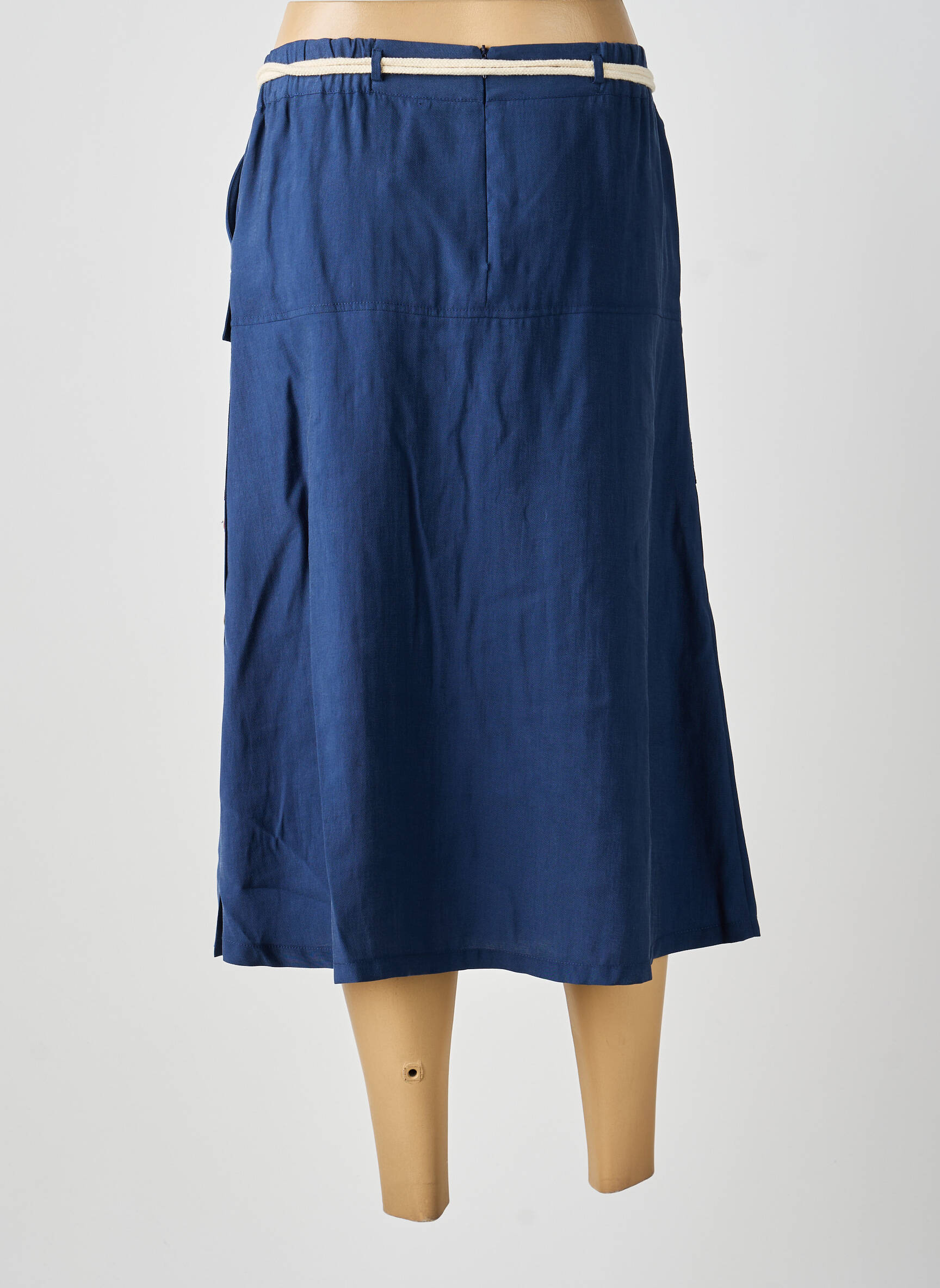 Jupe mi-longue taille normale bleu GUY DUBOUIS femme