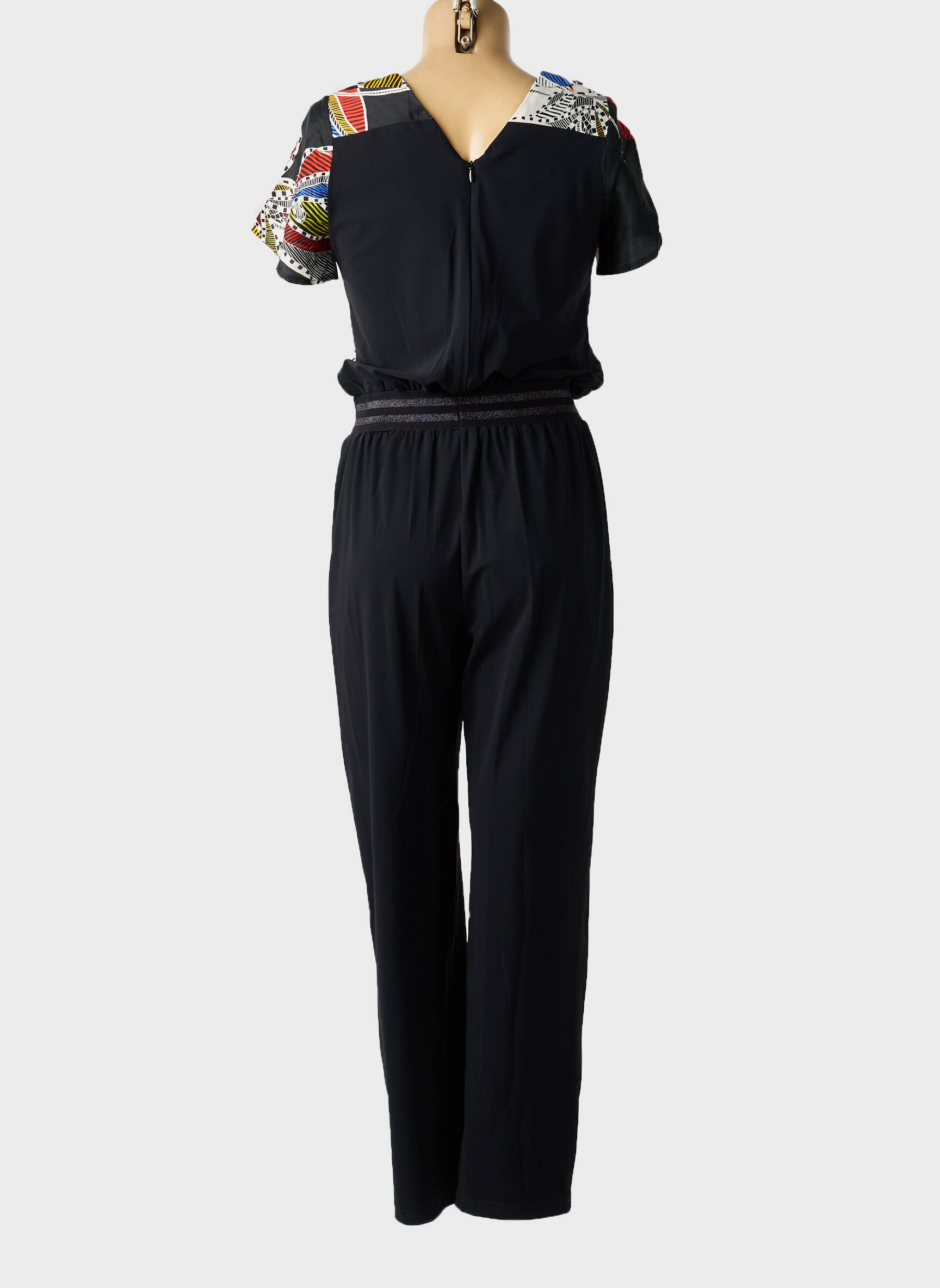 Combi-pantalon tissage popeline manches courtes noir MERI & ESCA femme