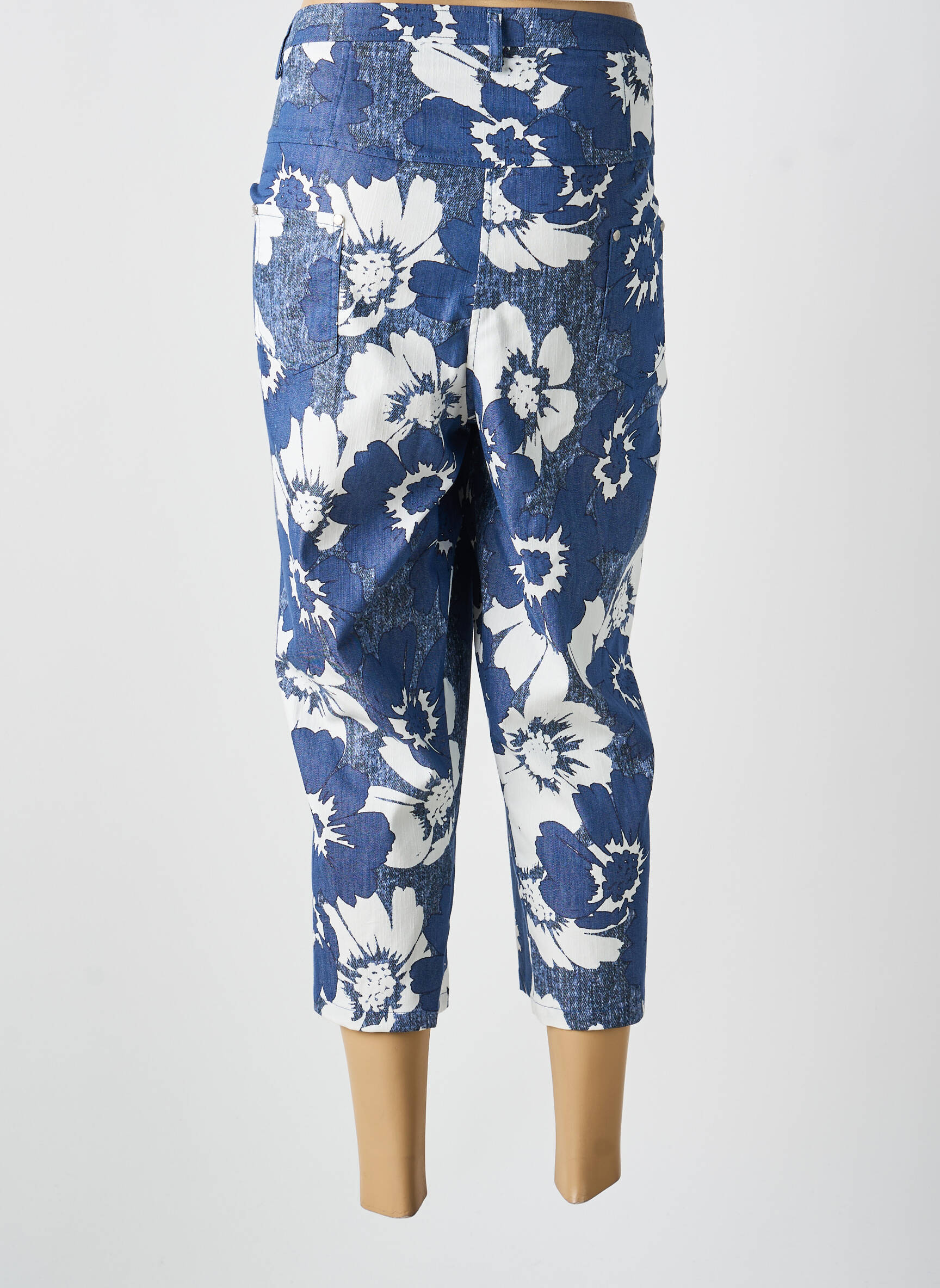 Pantacourt tissage popeline taille normale bleu FRANCE RIVOIRE femme