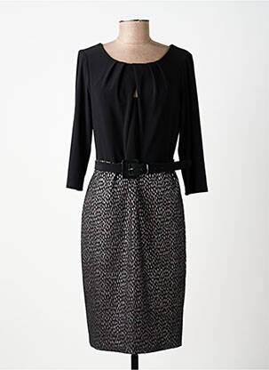 Robe mi-longue manches 3/4 manches 3/4 noir JOSEPH RIBKOFF femme