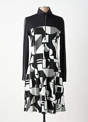 Robe mi-longue manches longues manches longues noir DOLCEZZA femme