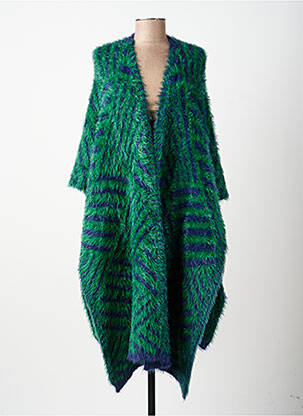 Poncho col v vert MARBLE femme