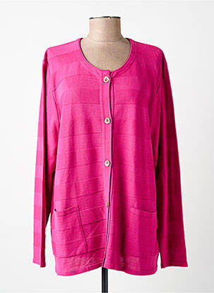 Gilet manches longues col rond rose GRIFFON femme