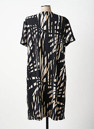 Robe mi-longue imprimé fantaisie manches courtes noir JOSEPH RIBKOFF femme