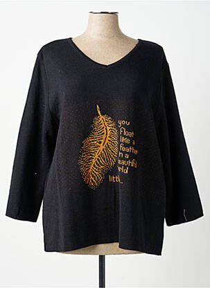 Pull coupe droite manches longues noir GRIFFON femme