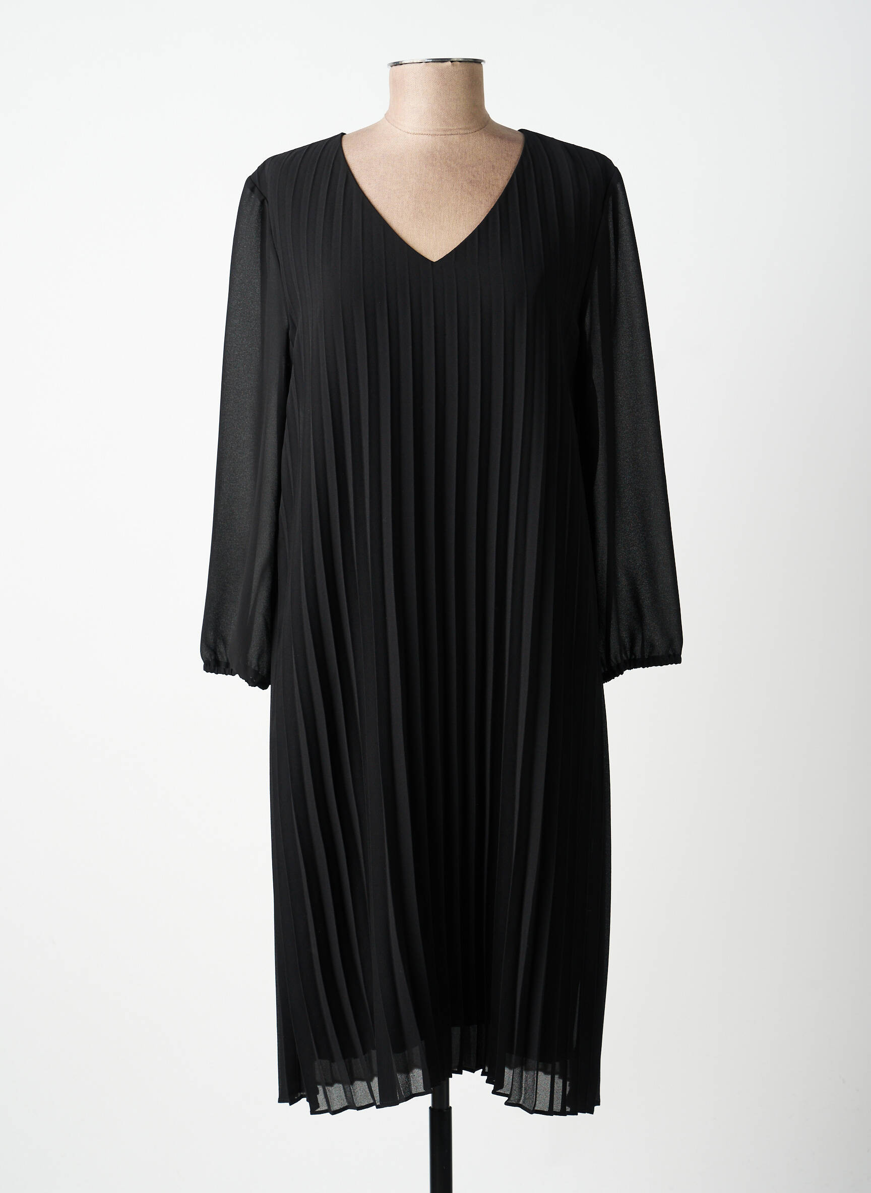 Robe mi-longue coupe fluide manches 3/4 noir STREET ONE femme