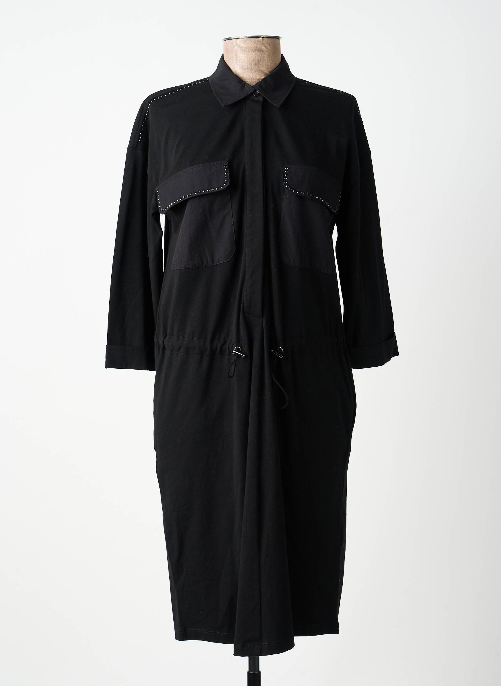 Robe mi-longue manches 3/4 manches 3/4 noir TUZZI femme