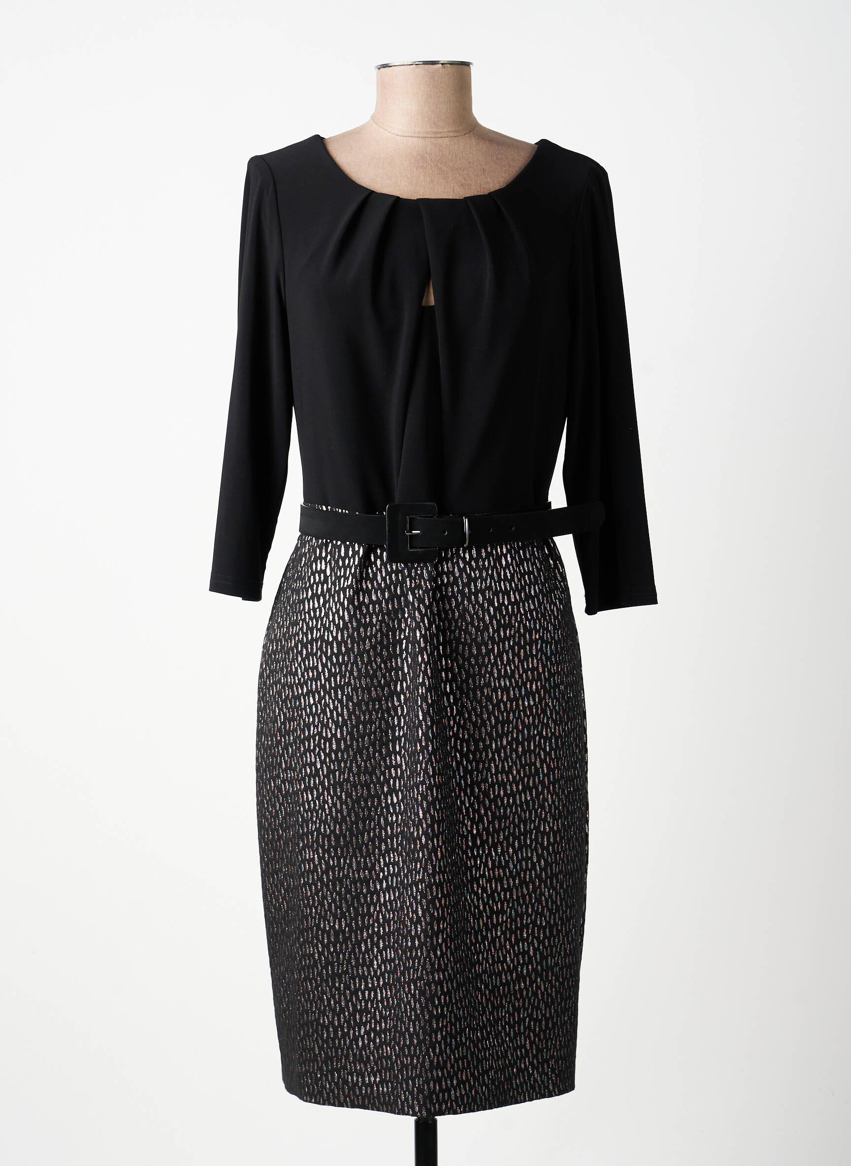 Robe mi-longue manches 3/4 manches 3/4 noir JOSEPH RIBKOFF femme