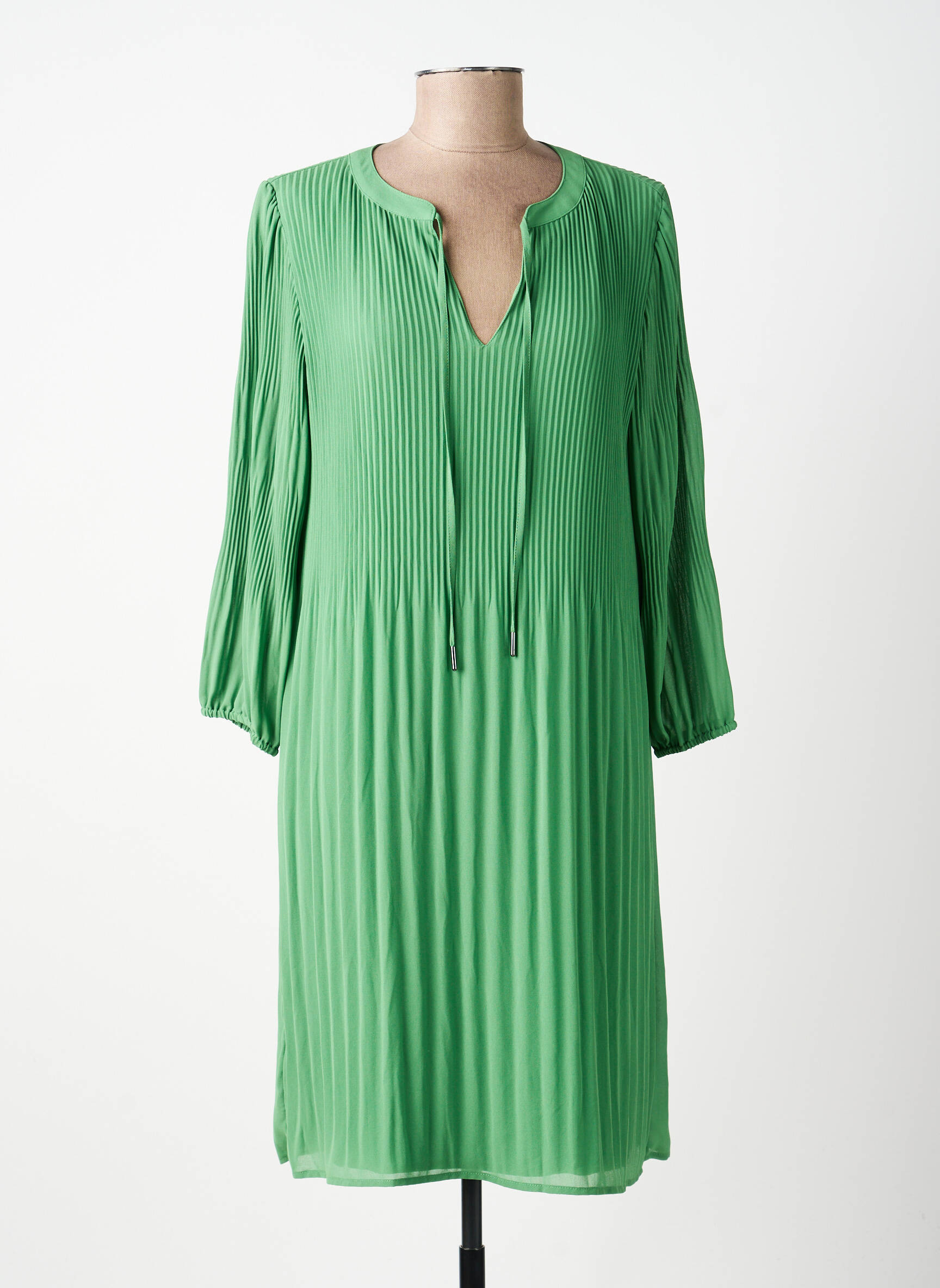 Robe mi-longue coupe fluide manches longues vert STREET ONE femme