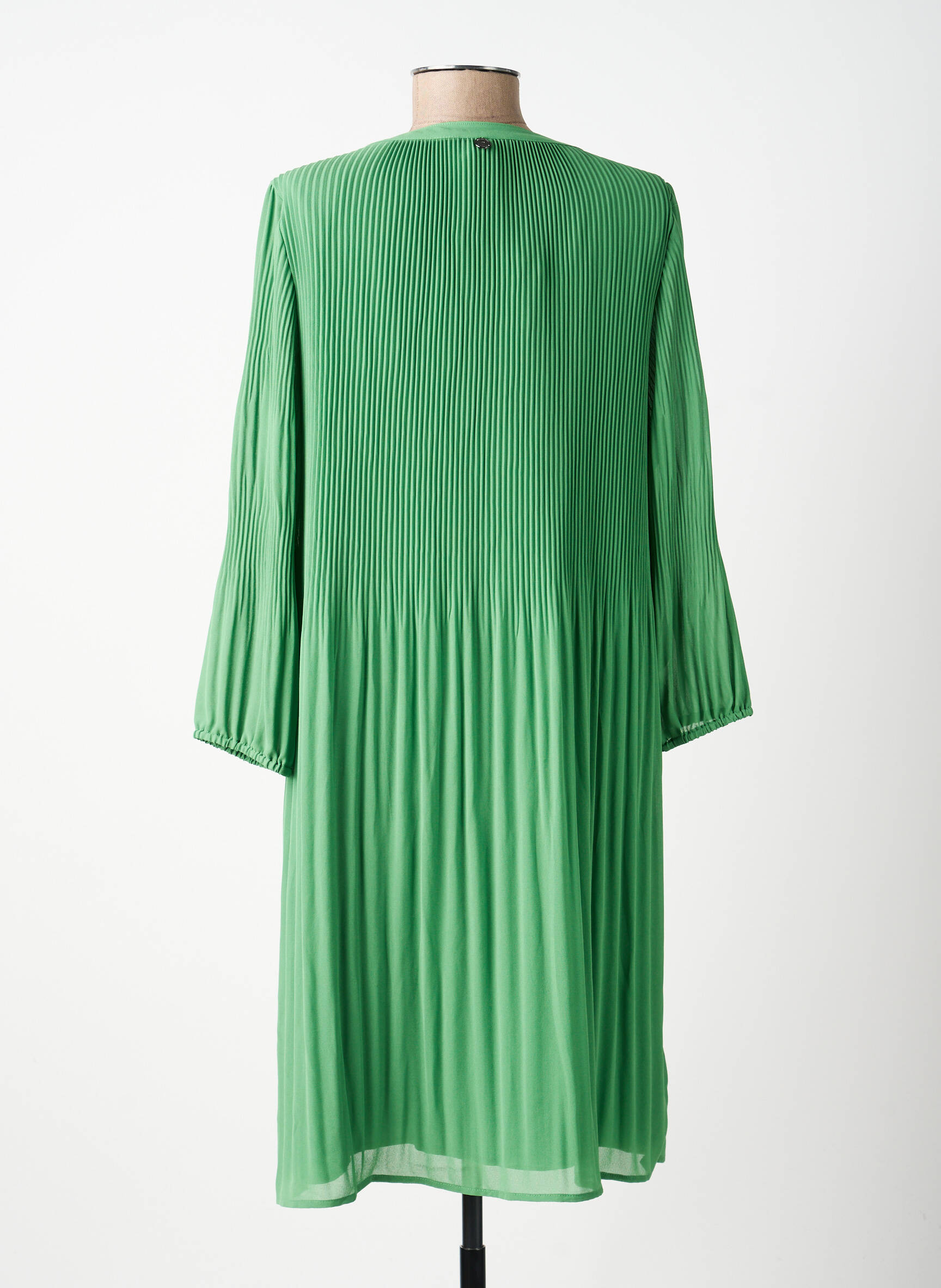 Robe mi-longue coupe fluide manches longues vert STREET ONE femme