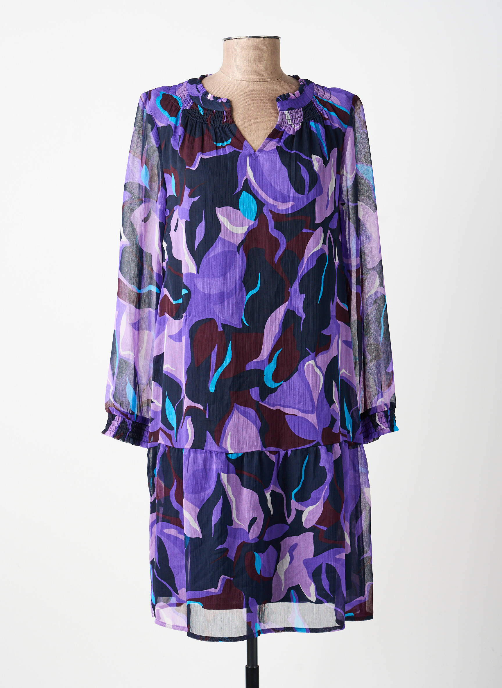 Robe mi-longue coupe fluide manches longues violet STREET ONE femme