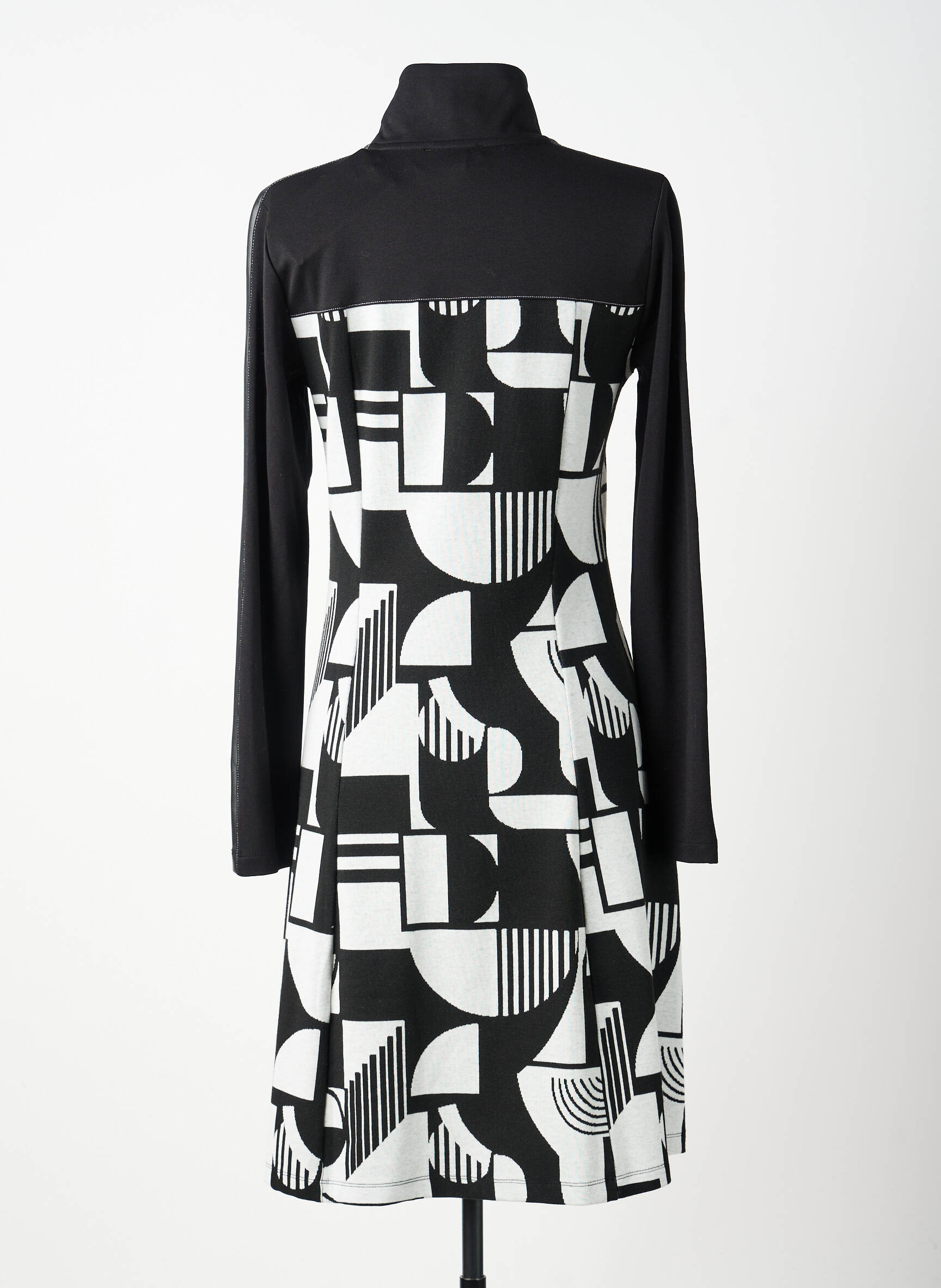 Robe mi-longue manches longues manches longues noir DOLCEZZA femme