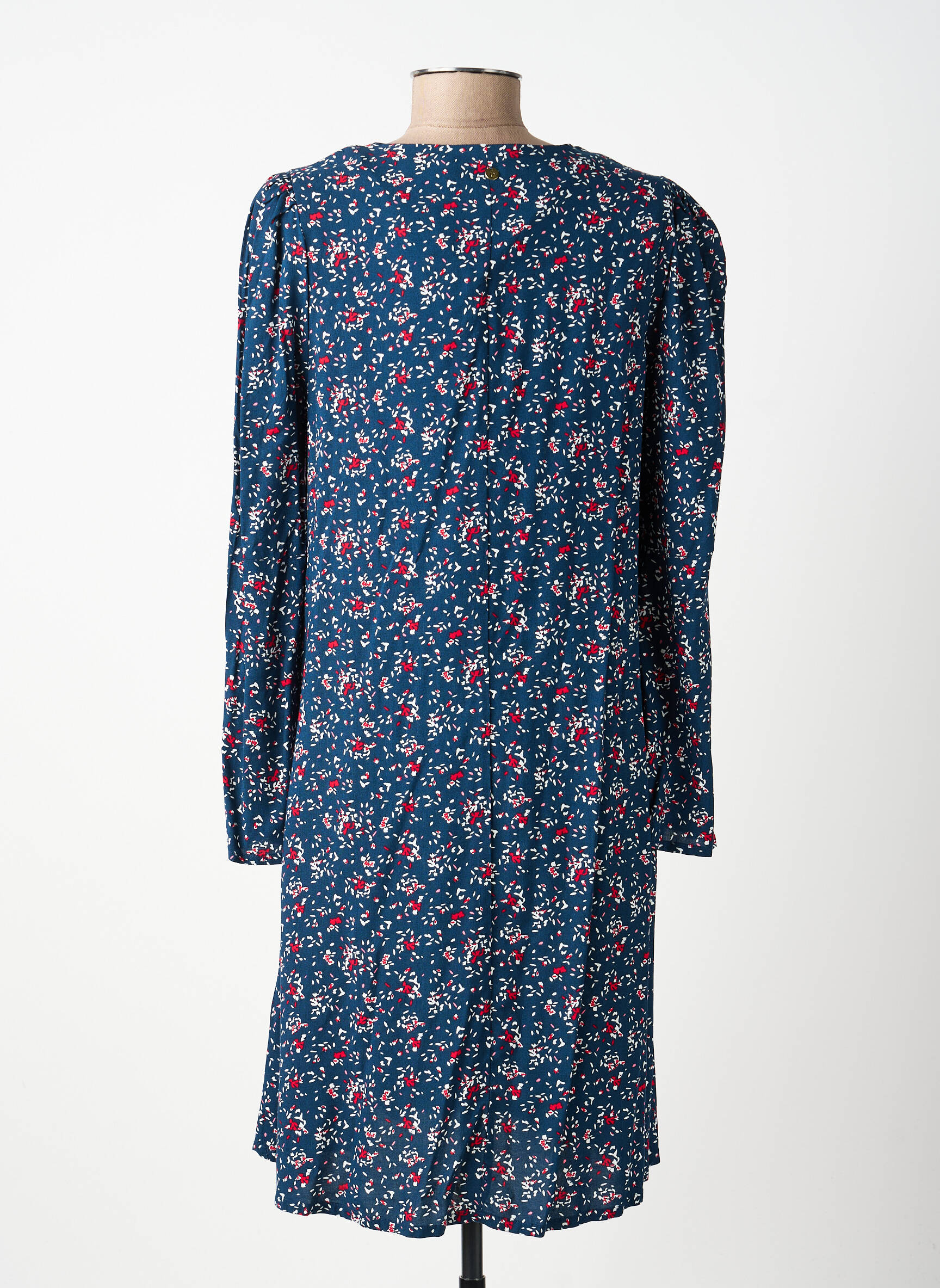 Robe mi-longue imprimé fleurs manches longues bleu ÉTYMOLOGIE femme