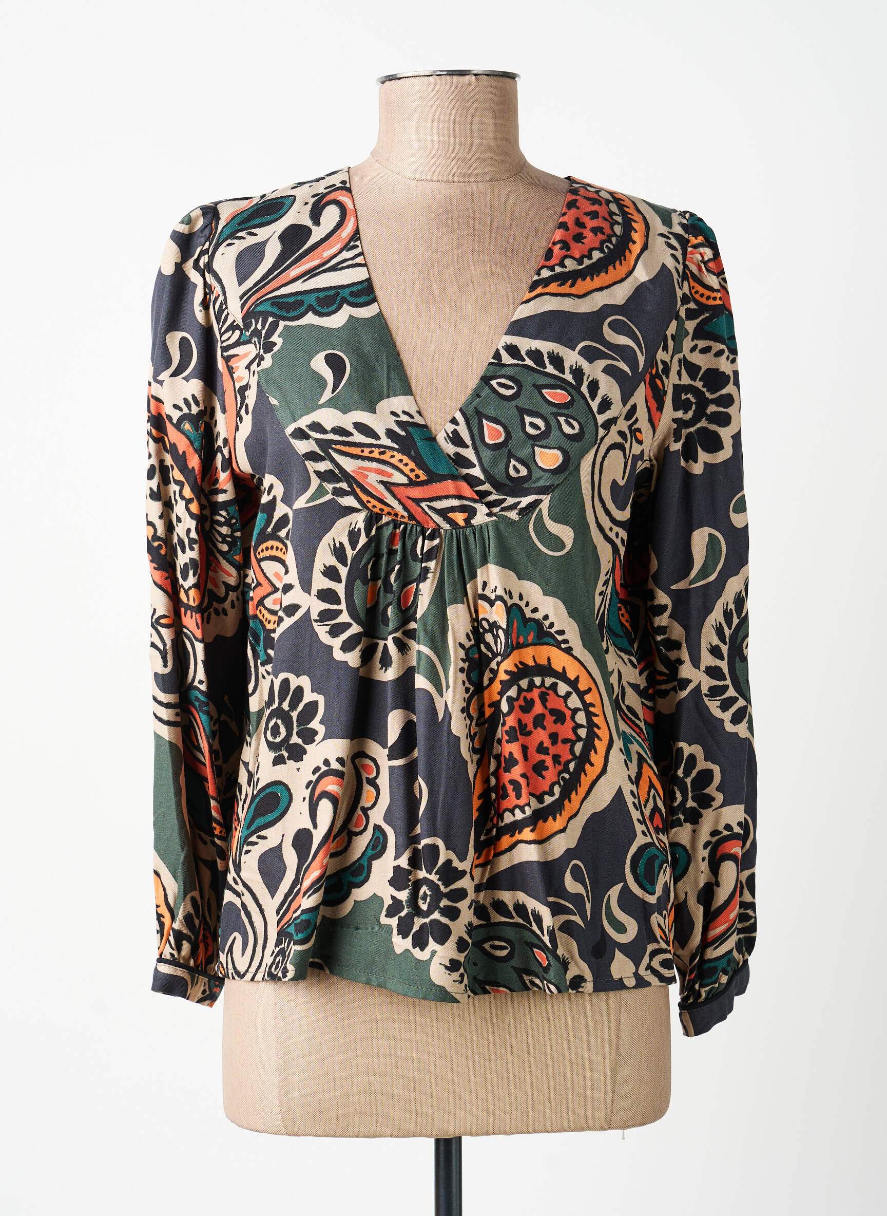 Blouse tissage popeline manches longues gris LOLA ESPELETA femme