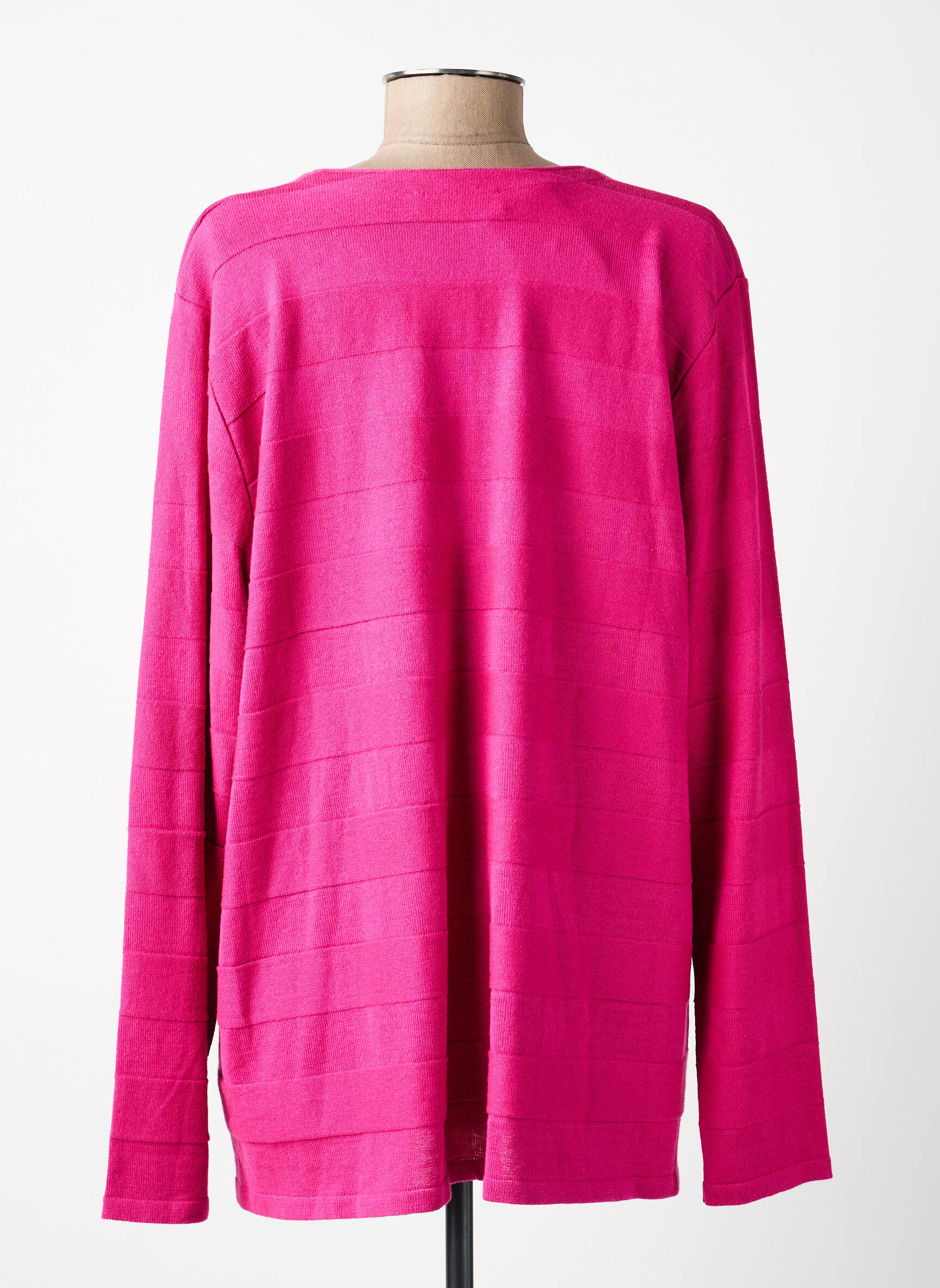 Gilet manches longues col rond rose GRIFFON femme