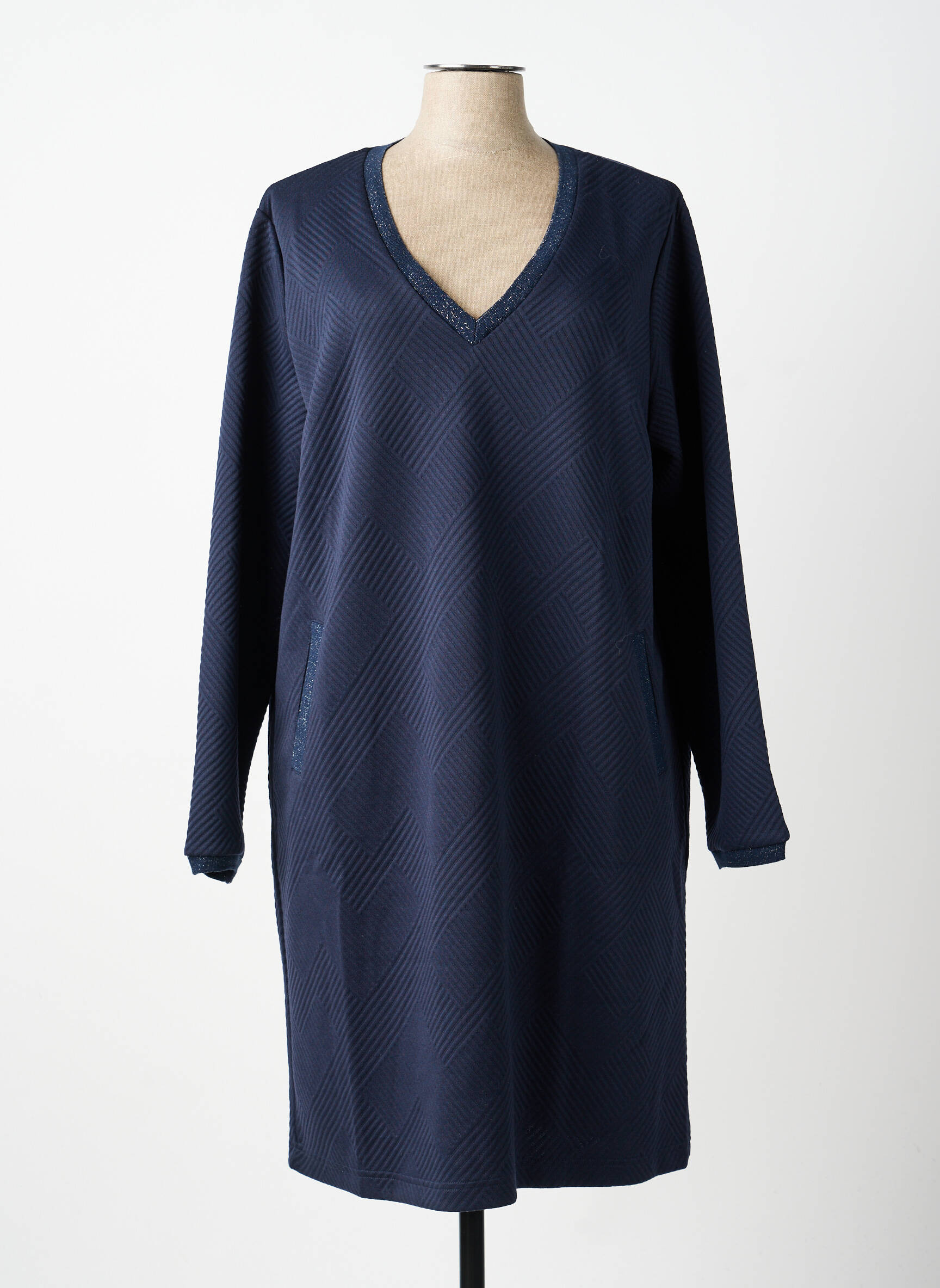 Robe mi-longue manches longues manches longues bleu ÉTYMOLOGIE femme