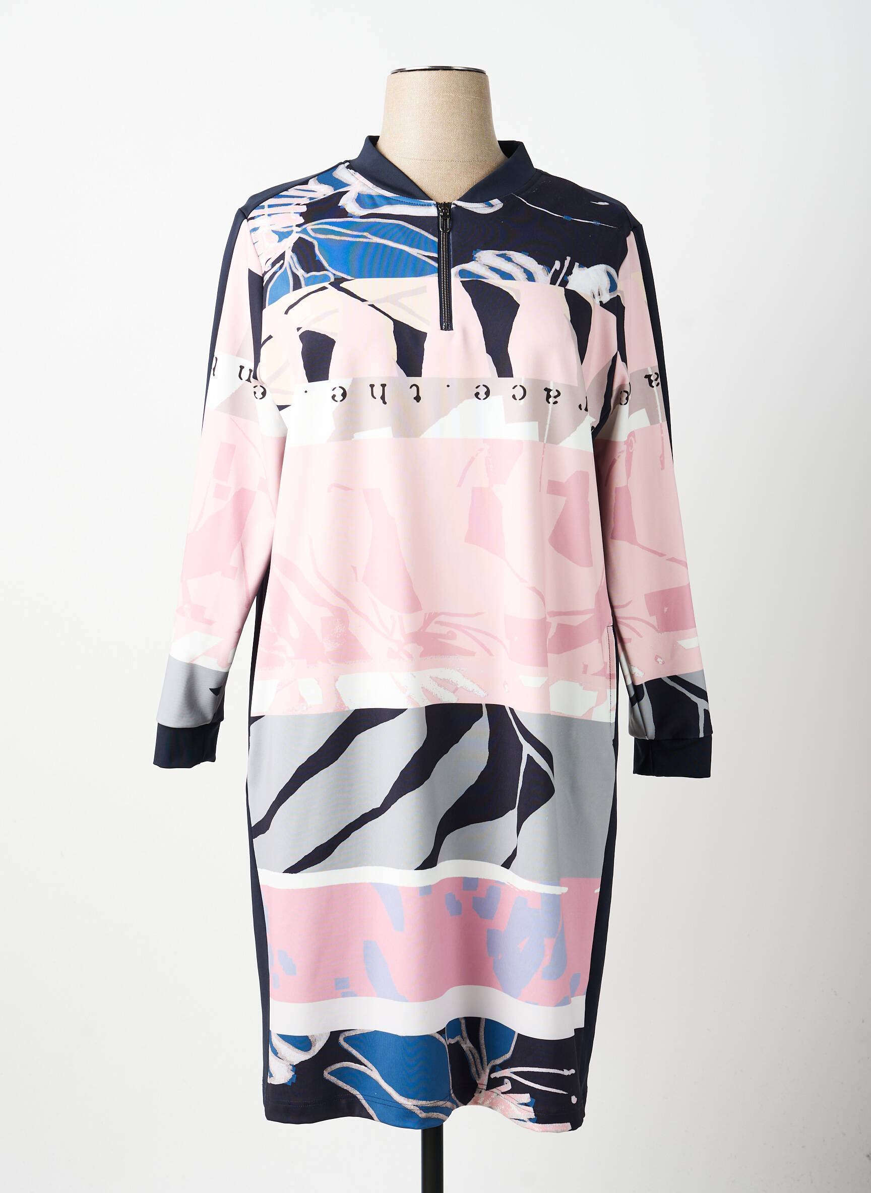 Robe mi-longue imprimé fantaisie manches longues rose TUZZI femme