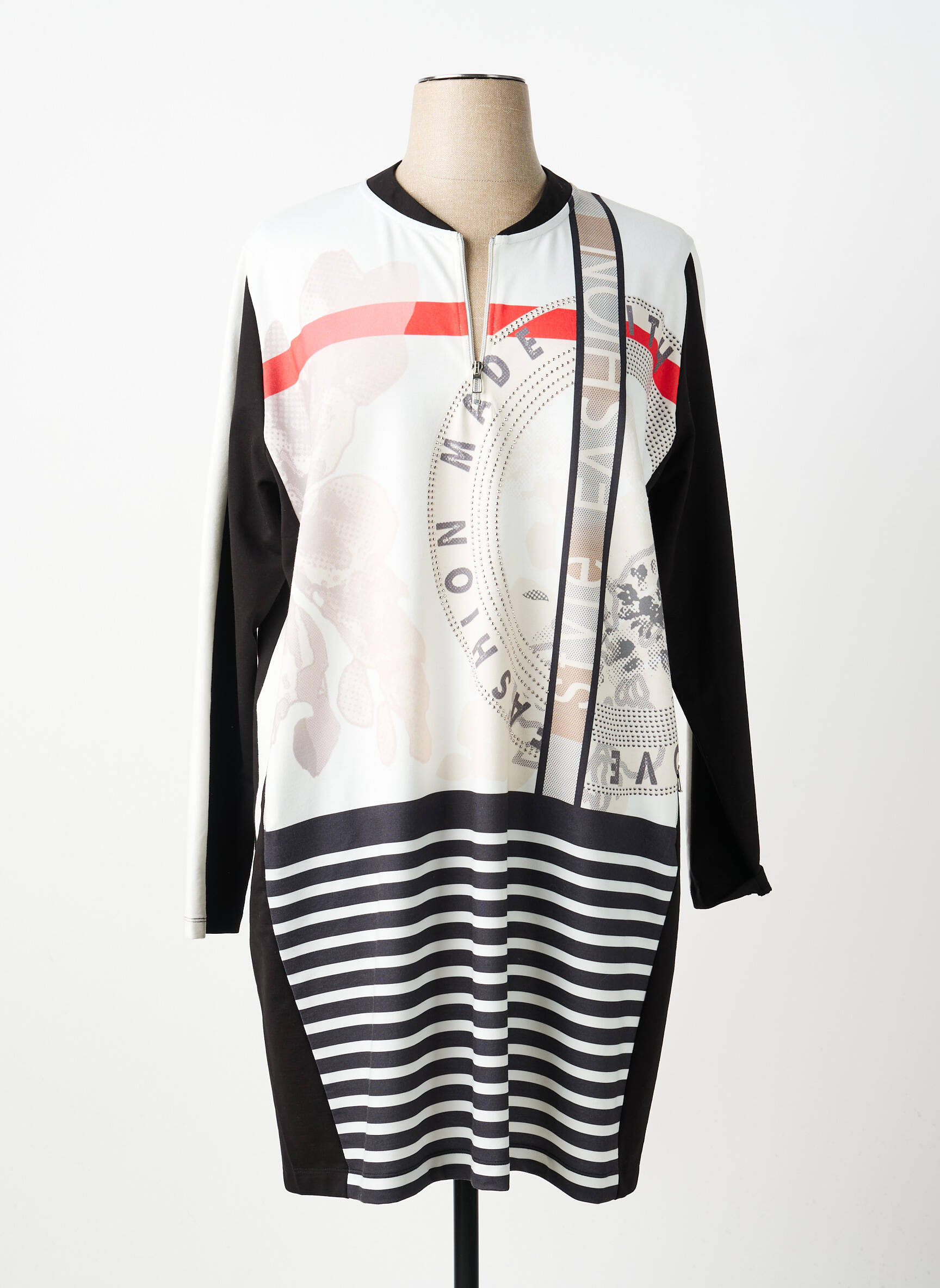 Robe mi-longue manches longues manches longues beige TUZZI femme