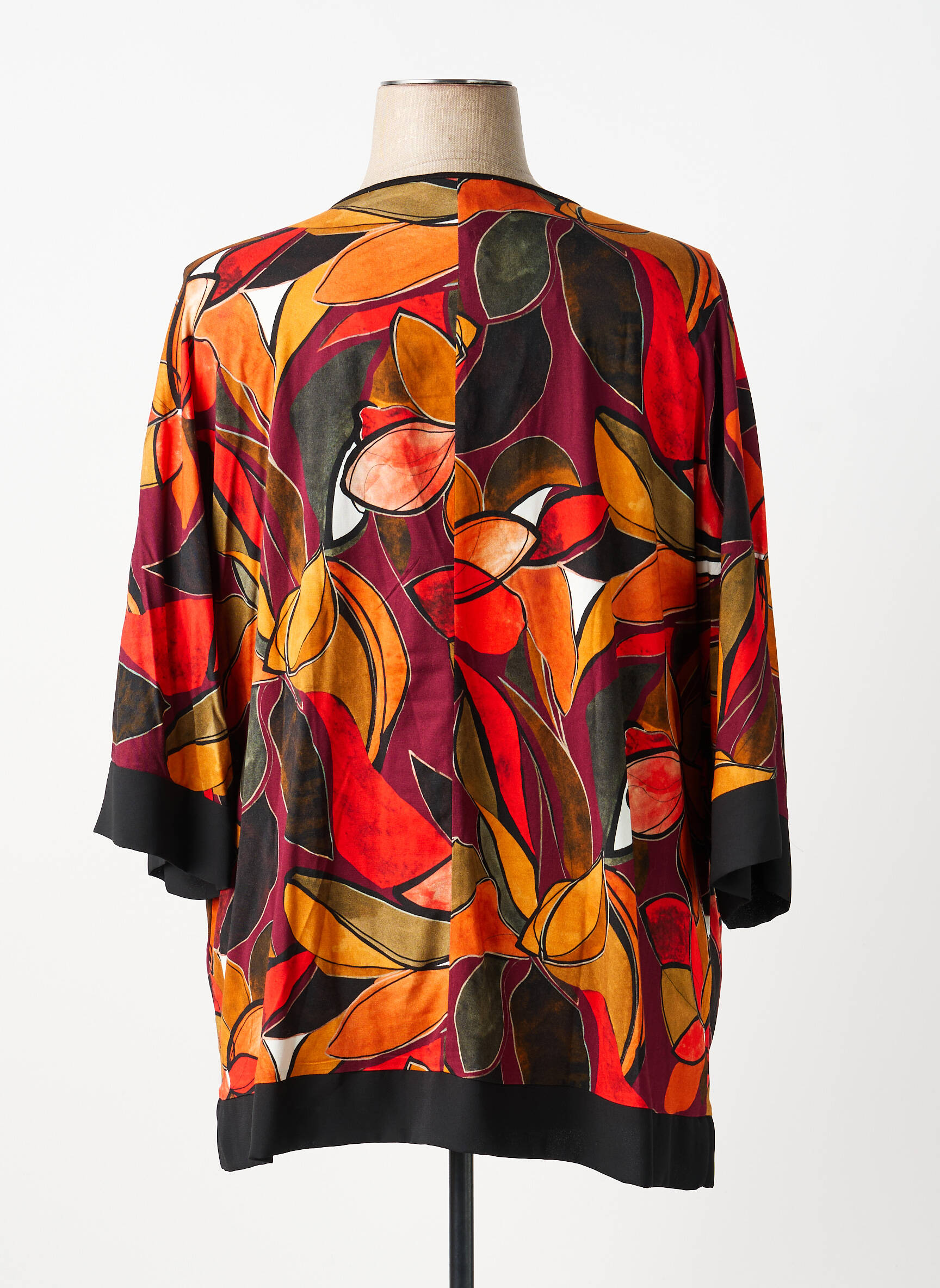 Blouse imprimé fleurs manches 3/4 orange GREGORY PAT femme