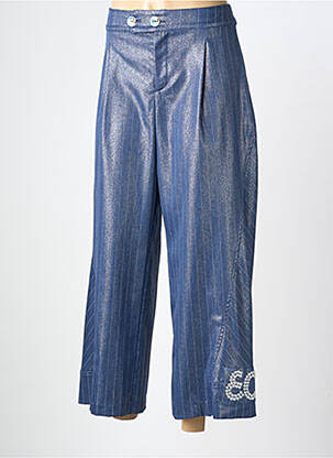 Pantalon large fermeture zippée sous rabat boutonné taille normale bleu ELISA CAVALETTI femme