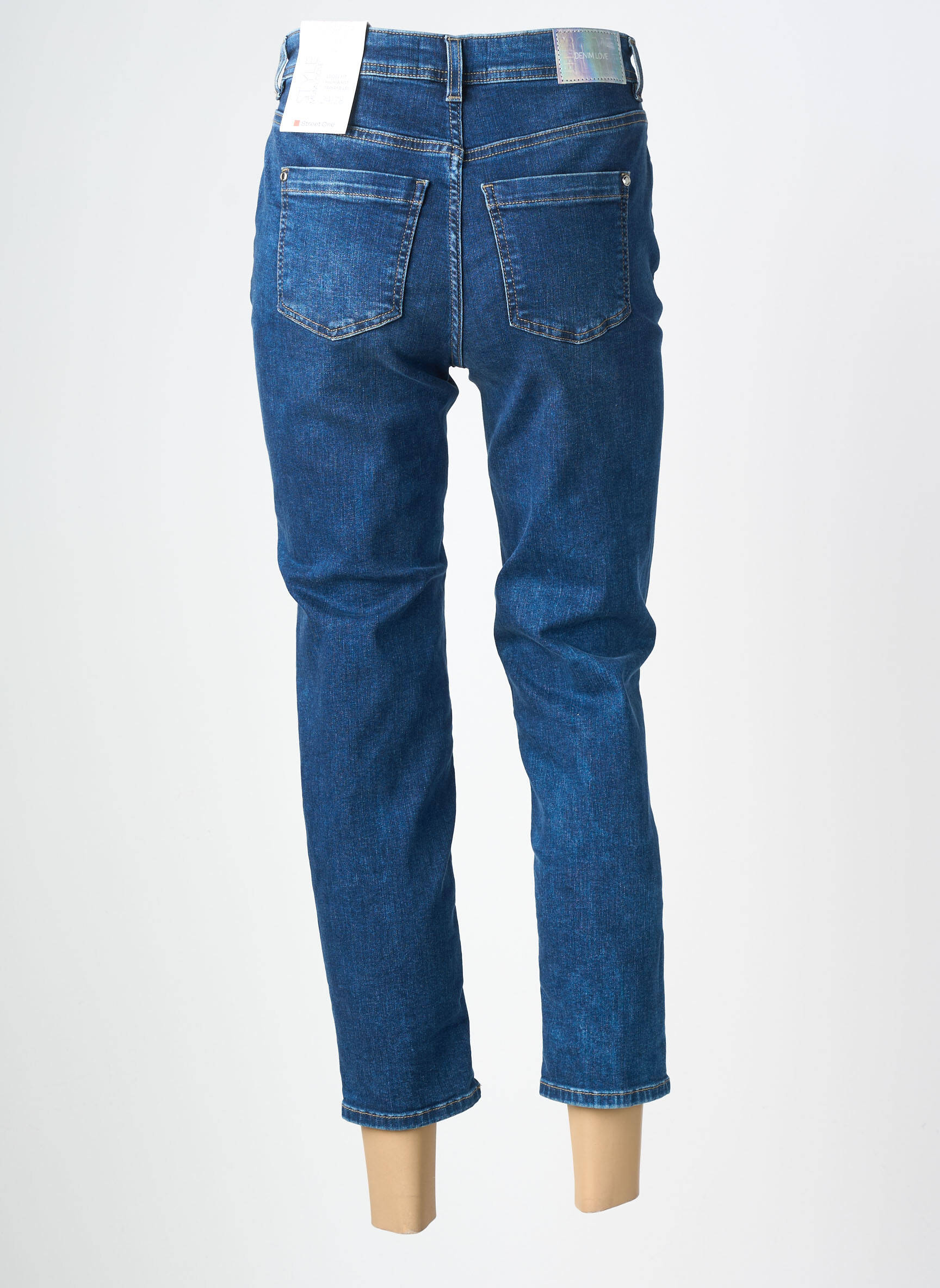 Jeans coupe slim effet usé délavé taille normale bleu STREET ONE femme