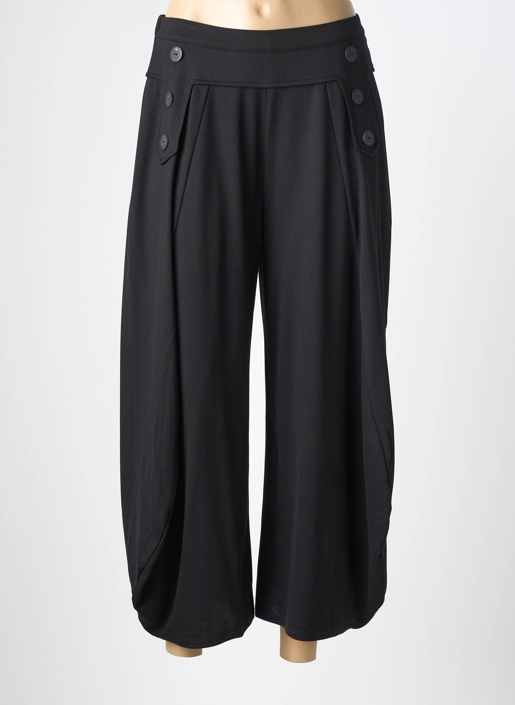 Pantalon large tissage popeline taille normale noir EVER SASSY femme