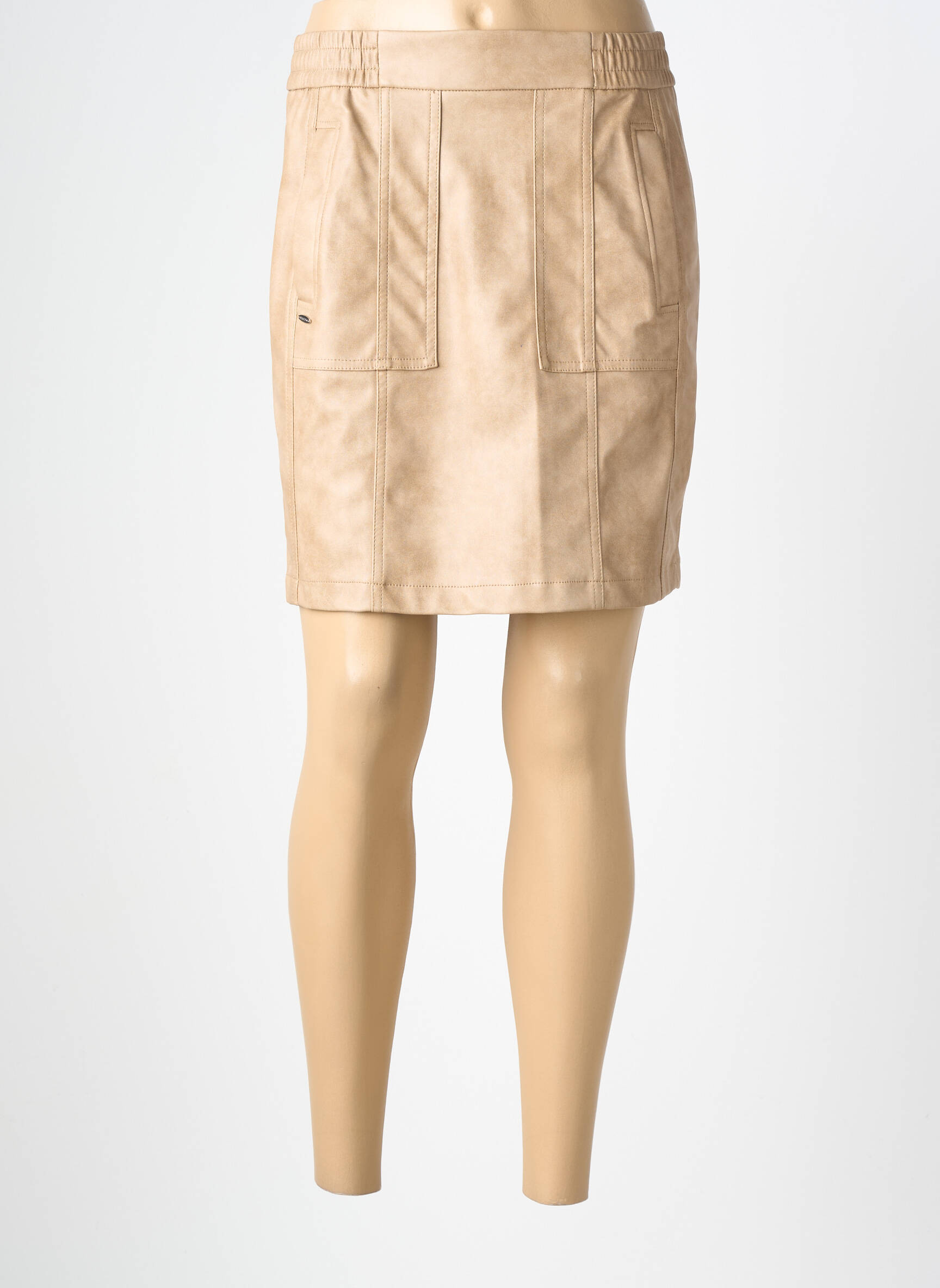 Jupe courte taille élastique beige STREET ONE femme