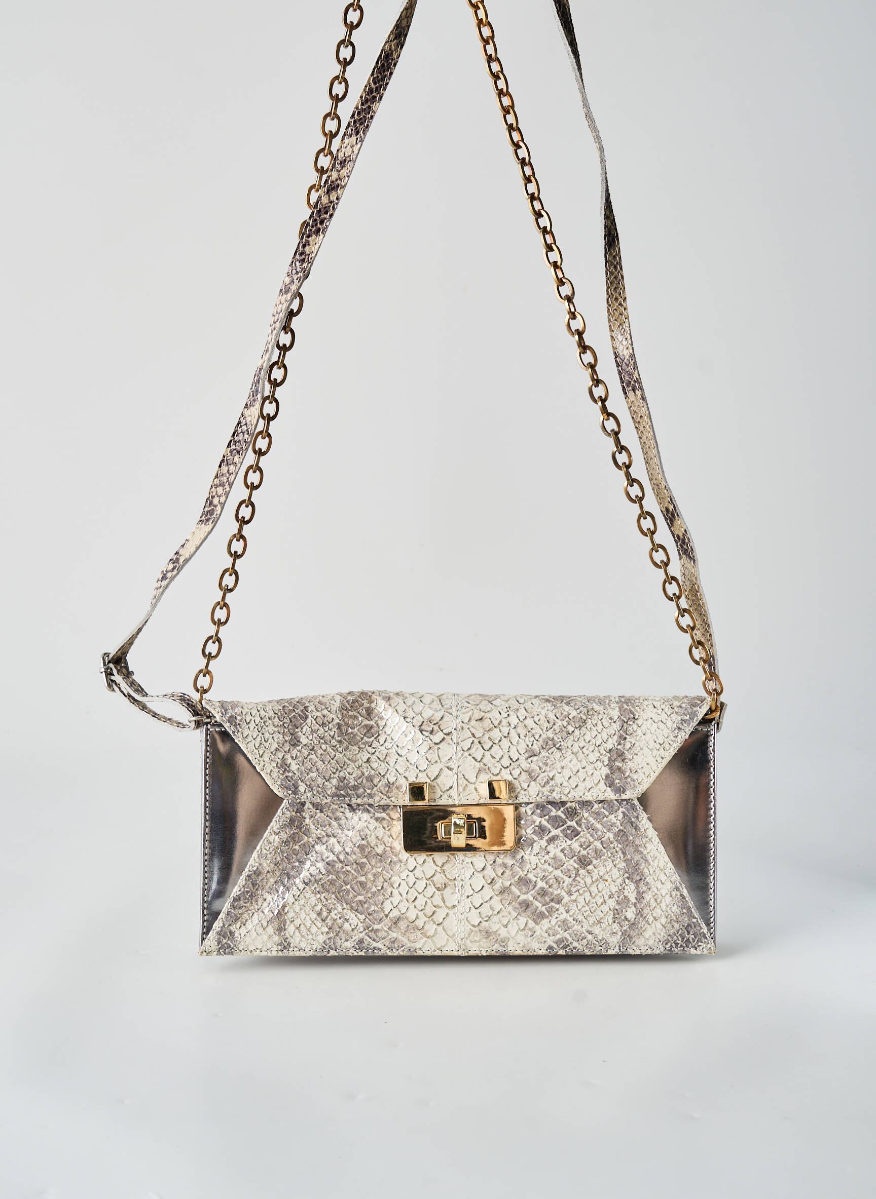 Sac multipoches forme rectangulaire argent JOAQUIM FERRER femme