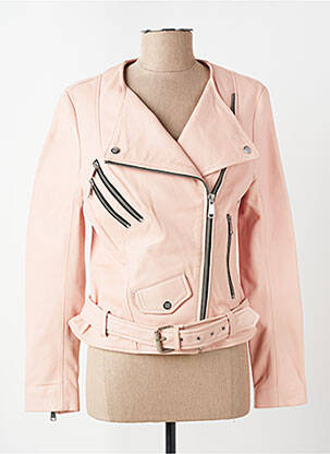 Veste en cuir poches rose LADC femme
