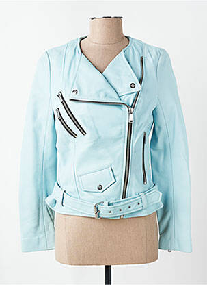 Veste en cuir poches bleu LADC femme
