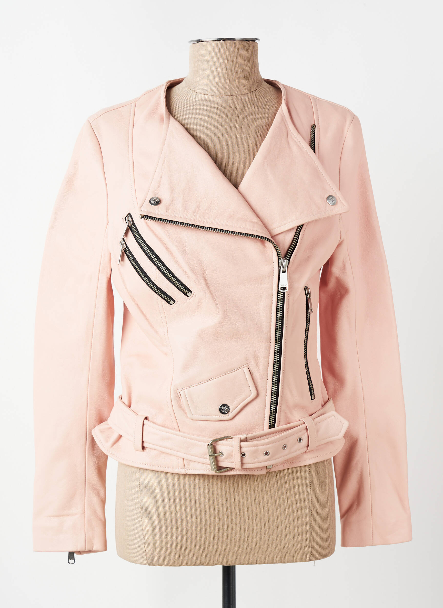 Veste en cuir poches rose LADC femme