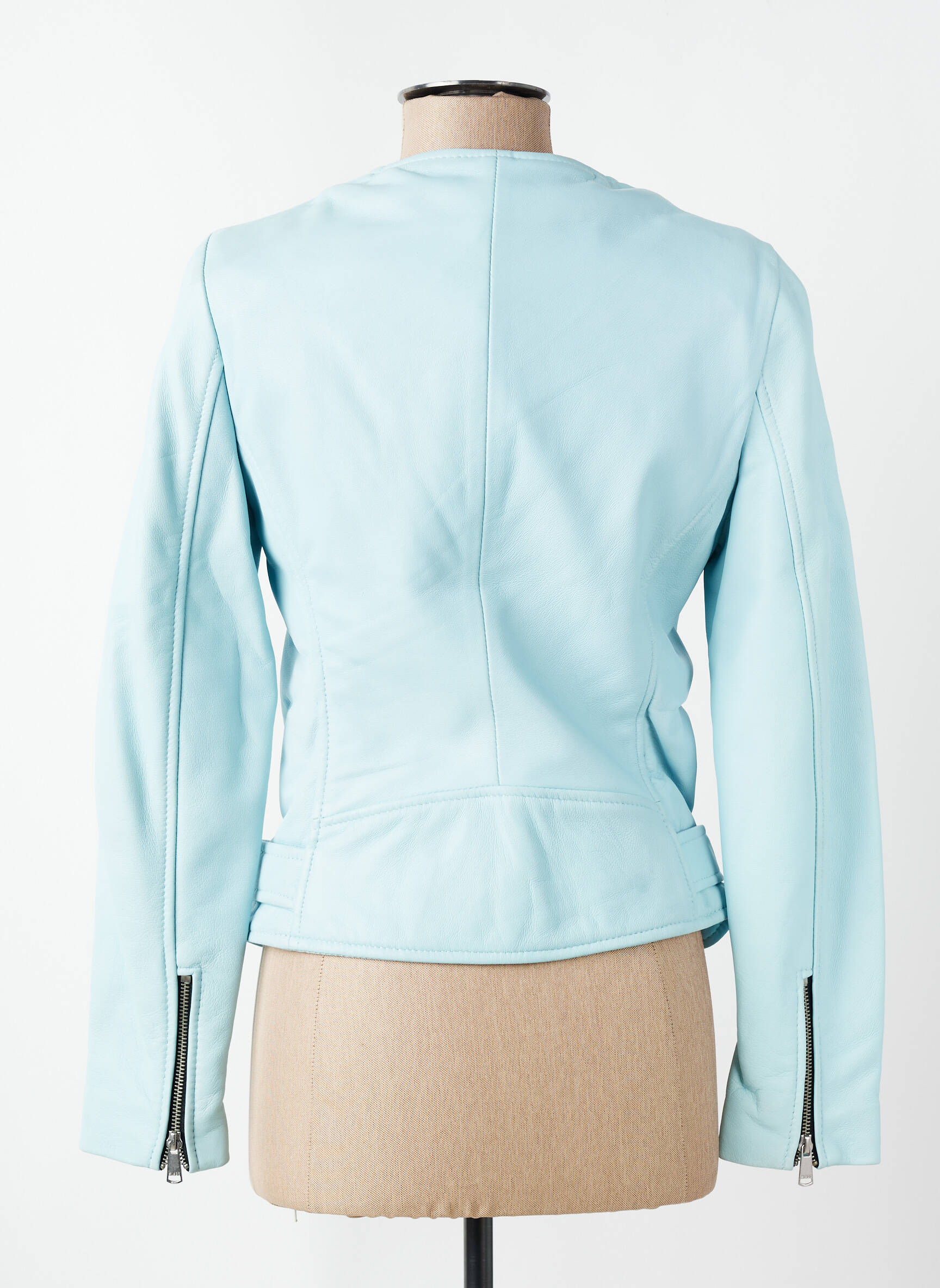 Veste en cuir poches bleu LADC femme