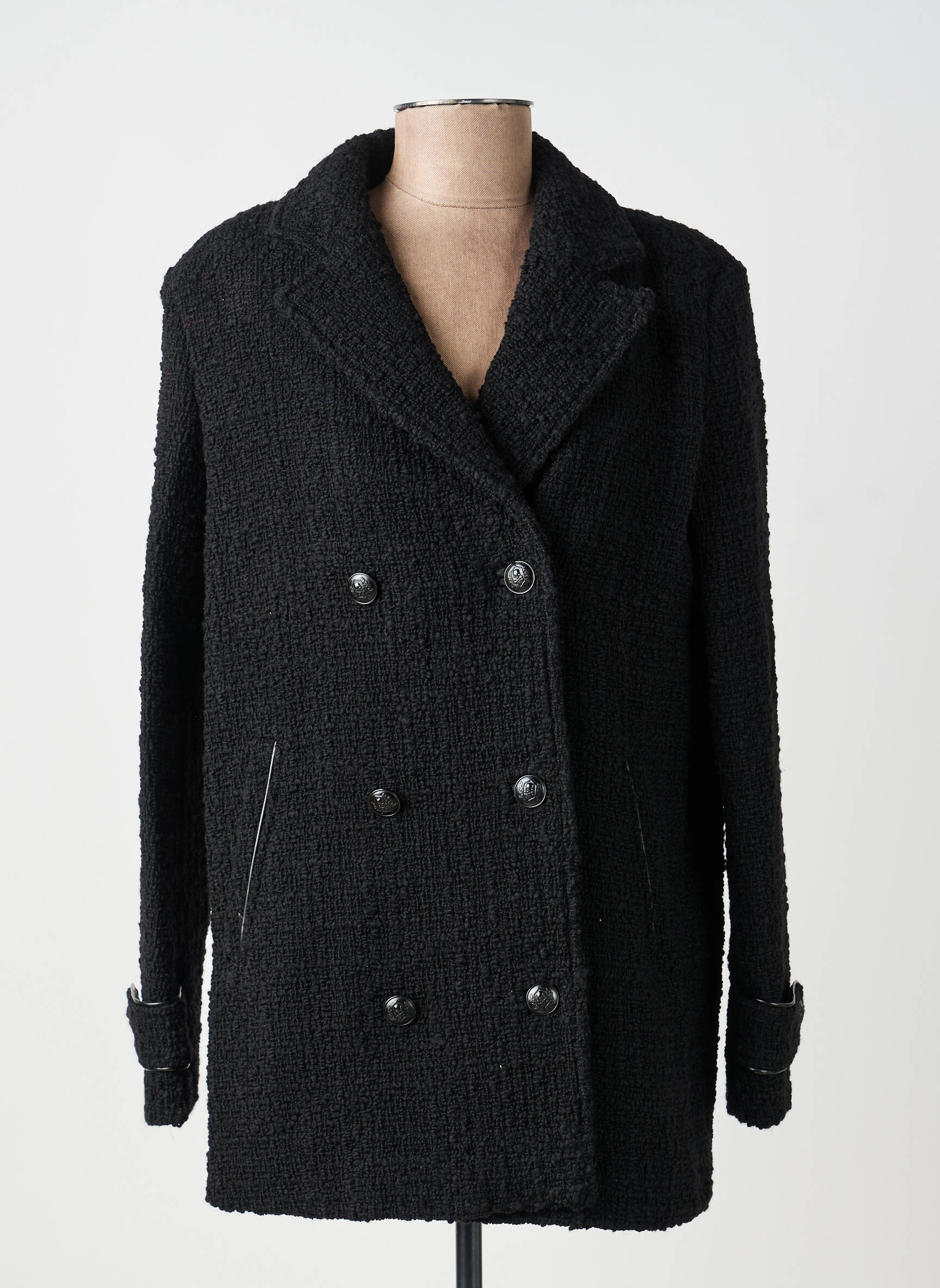 Manteau court coupe droite sans capuche noir THE KOOPLES femme