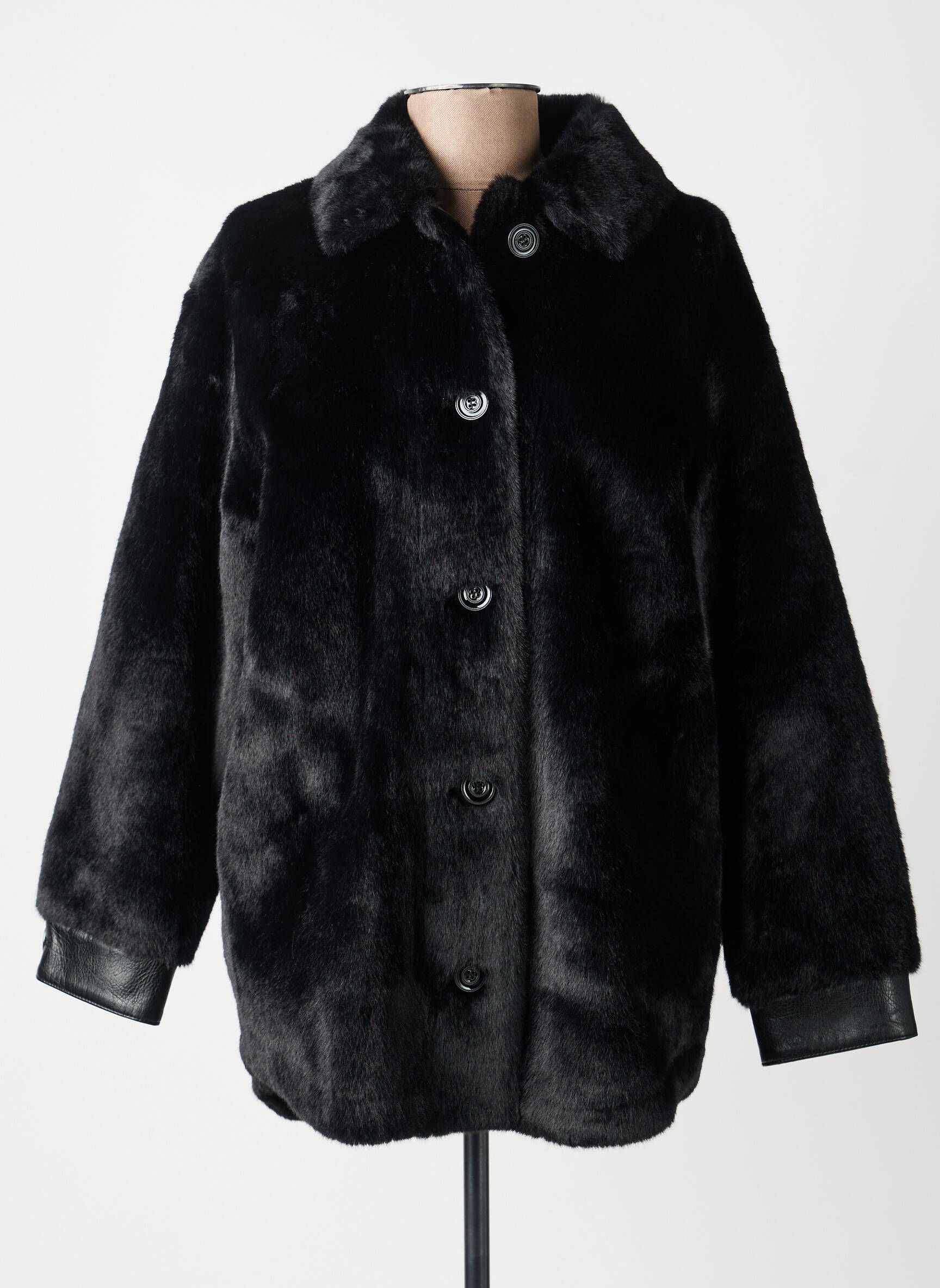 Manteau court coupe droite sans capuche noir THE KOOPLES femme